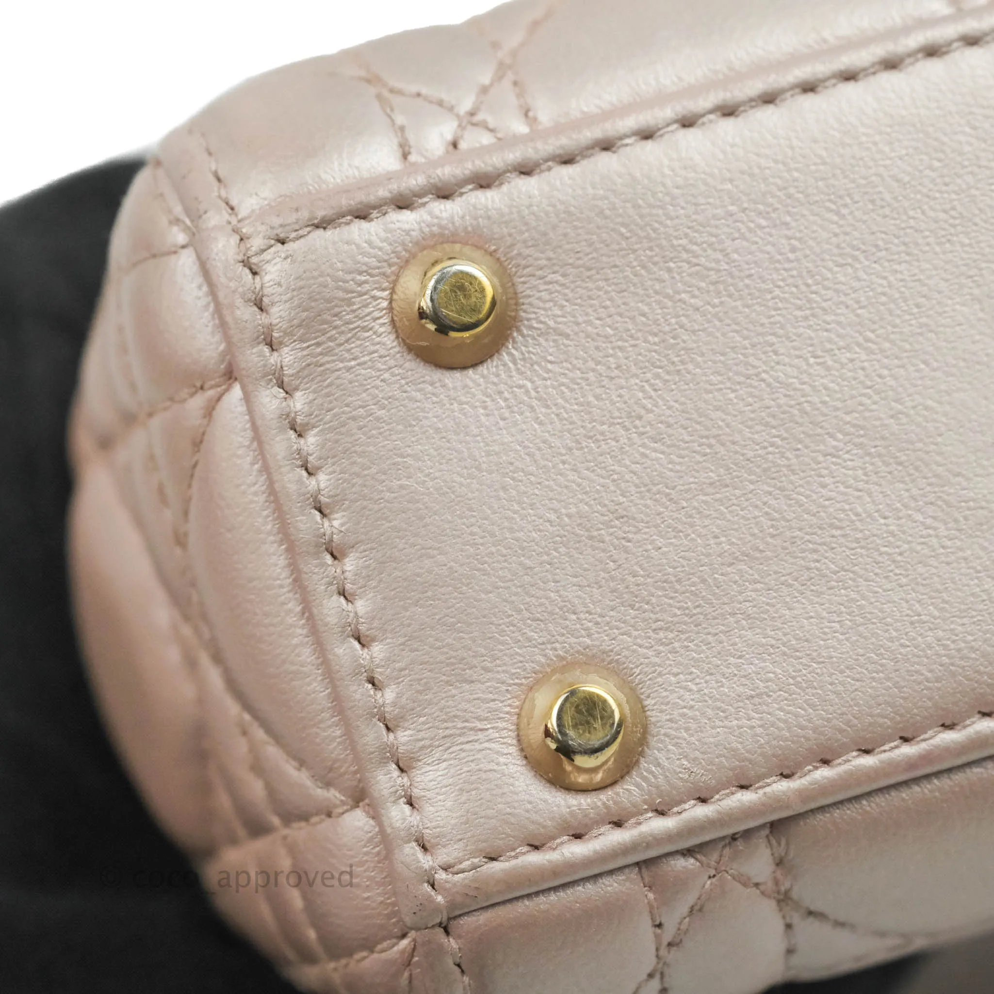 Christian Dior Mini Lady Dior Iridescent Light Pink Cannage Gold Hardware