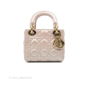 Christian Dior Mini Lady Dior Iridescent Light Pink Cannage Gold Hardware