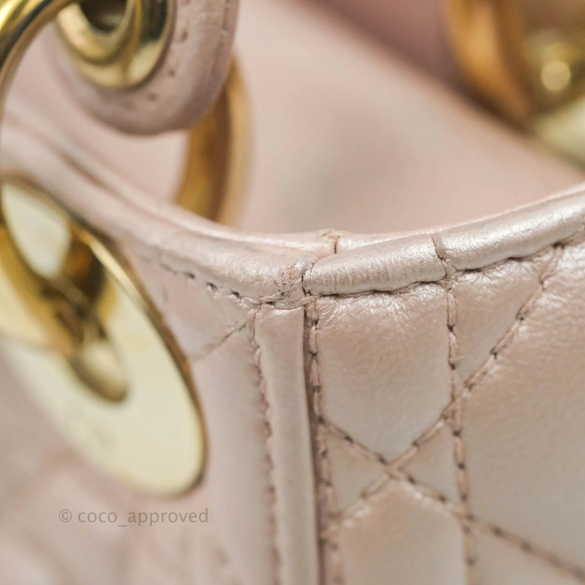 Christian Dior Mini Lady Dior Iridescent Light Pink Cannage Gold Hardware