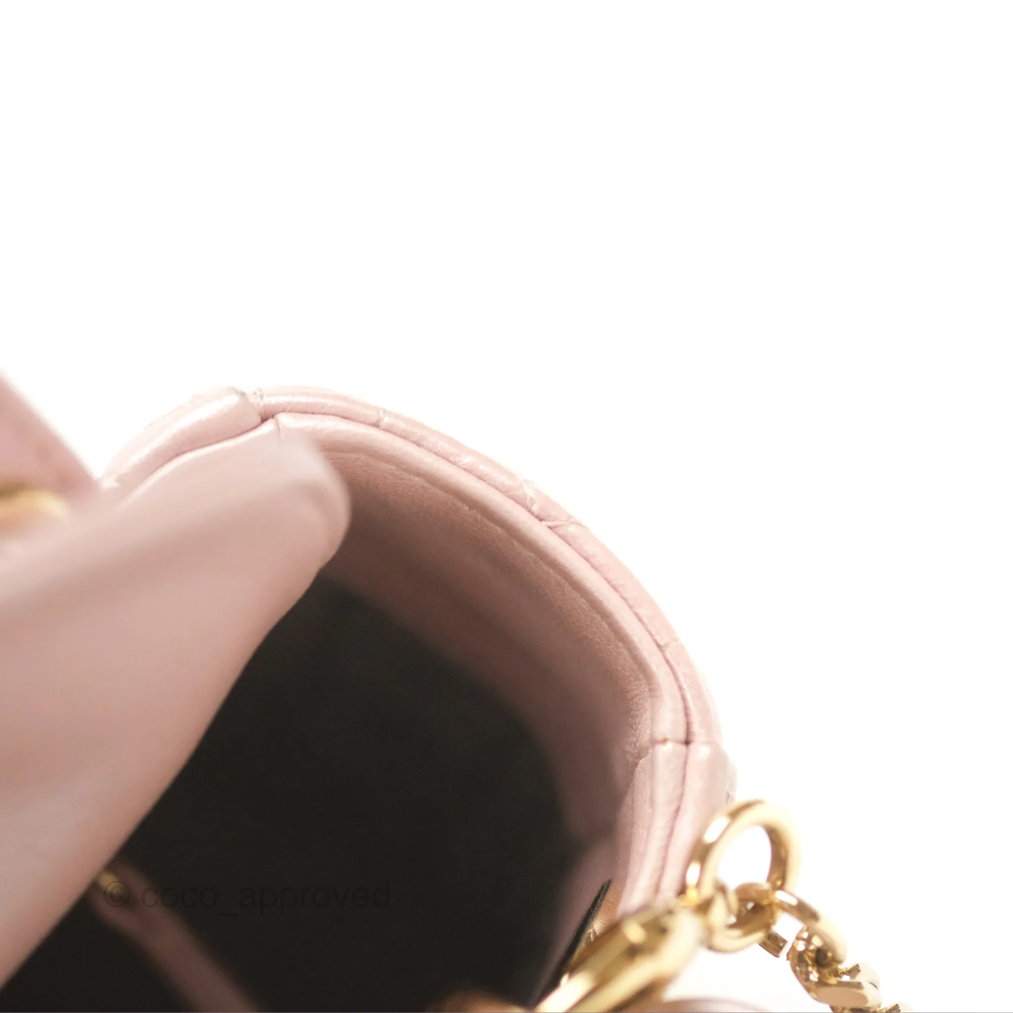 Christian Dior Mini Lady Dior Iridescent Light Pink Cannage Gold Hardware