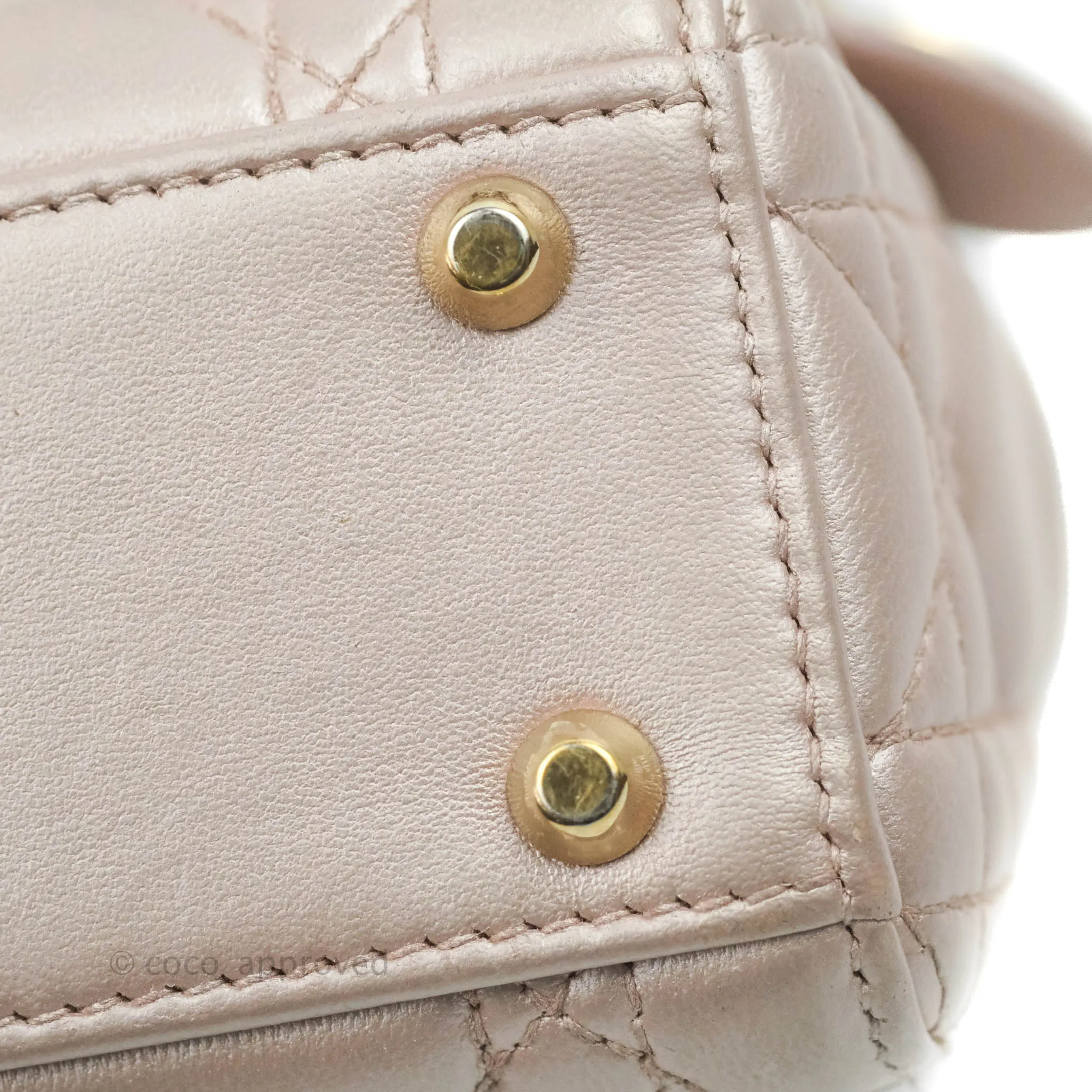 Christian Dior Mini Lady Dior Iridescent Light Pink Cannage Gold Hardware