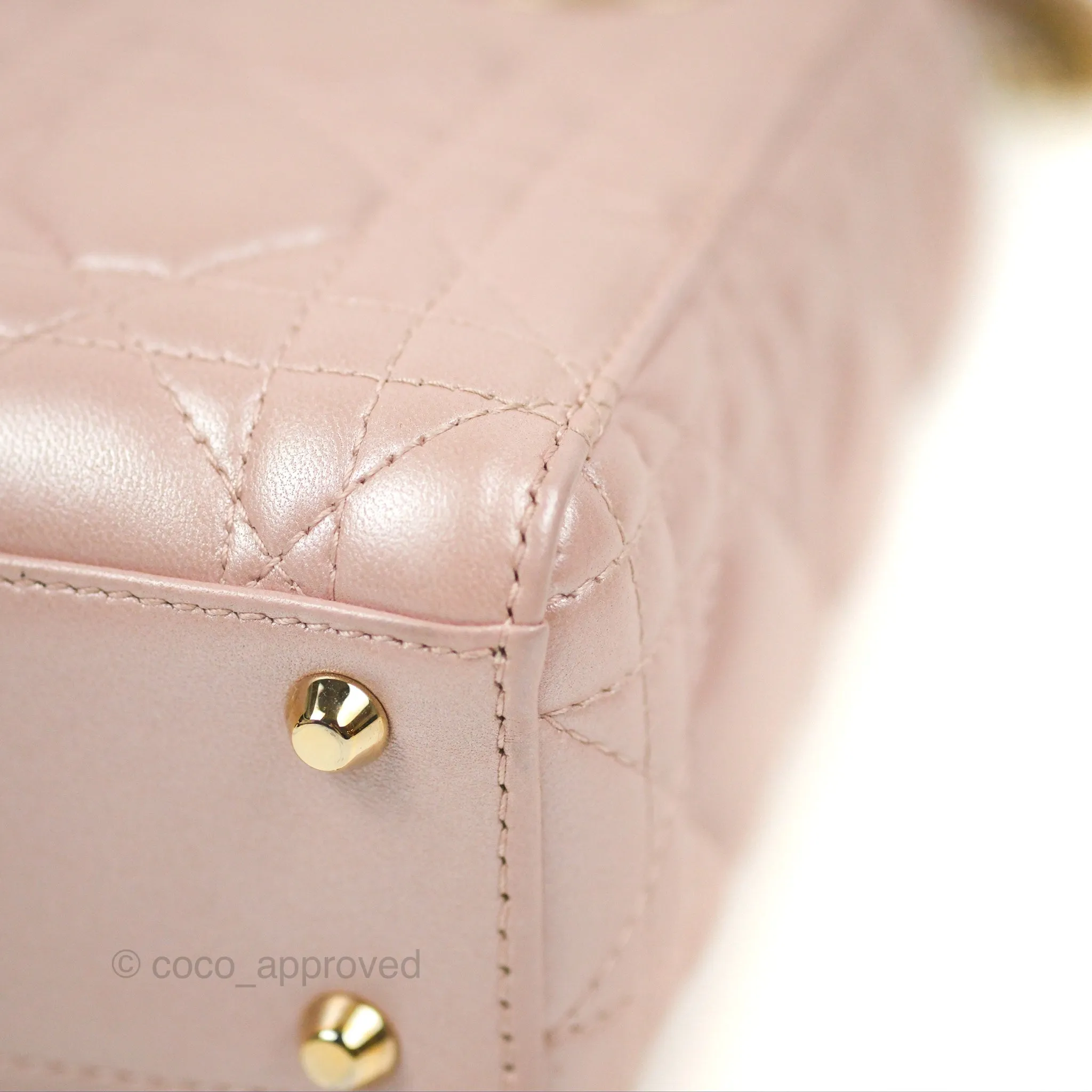 Christian Dior Mini Lady Dior Iridescent Light Pink Cannage Gold Hardware