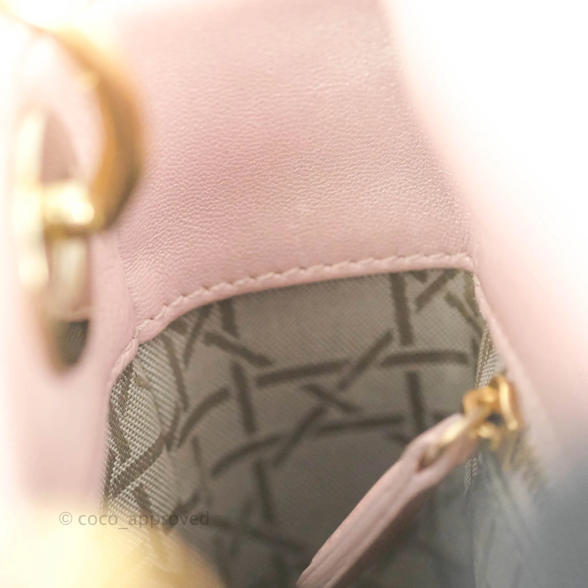 Christian Dior Mini Lady Dior Iridescent Light Pink Cannage Gold Hardware