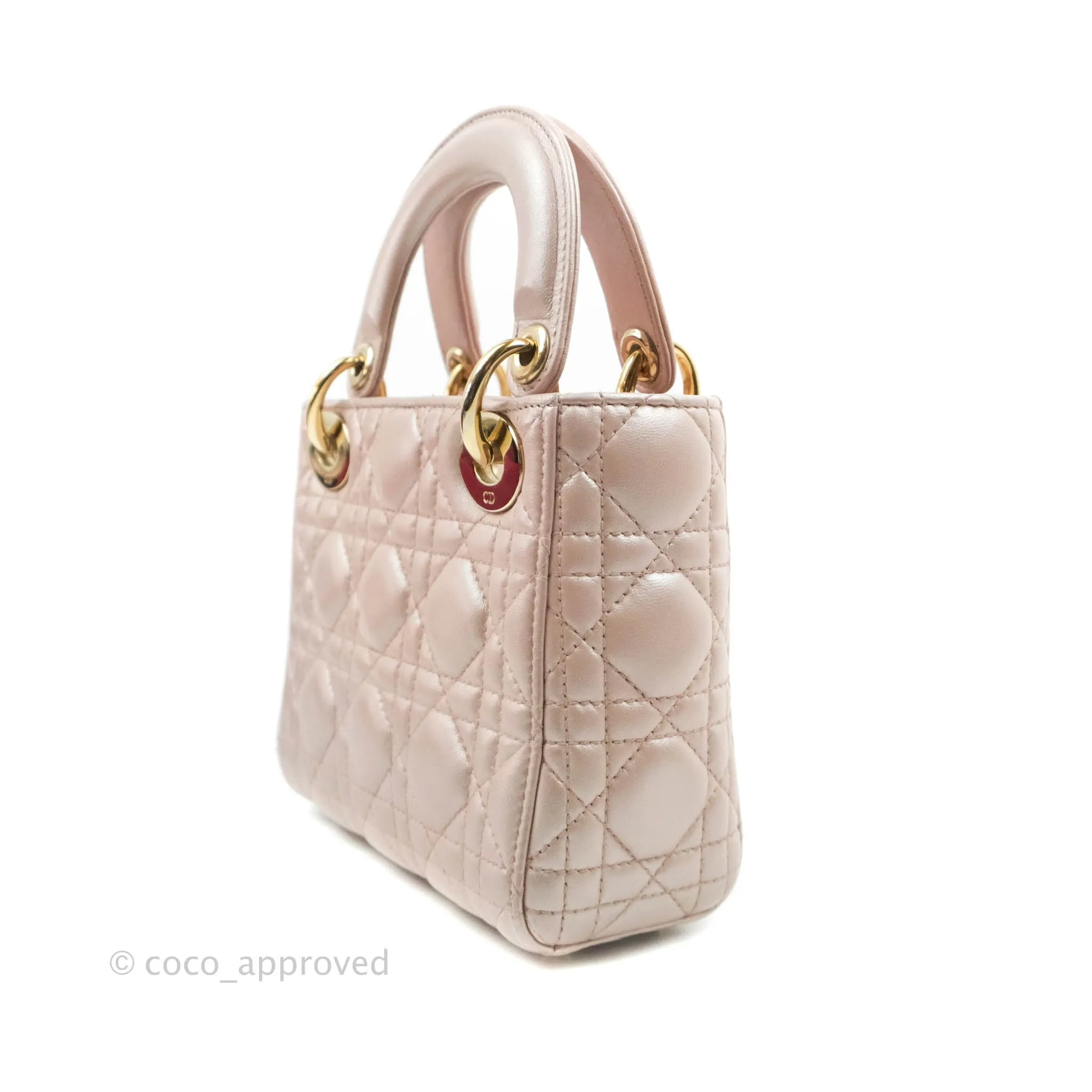 Christian Dior Mini Lady Dior Iridescent Light Pink Cannage Gold Hardware