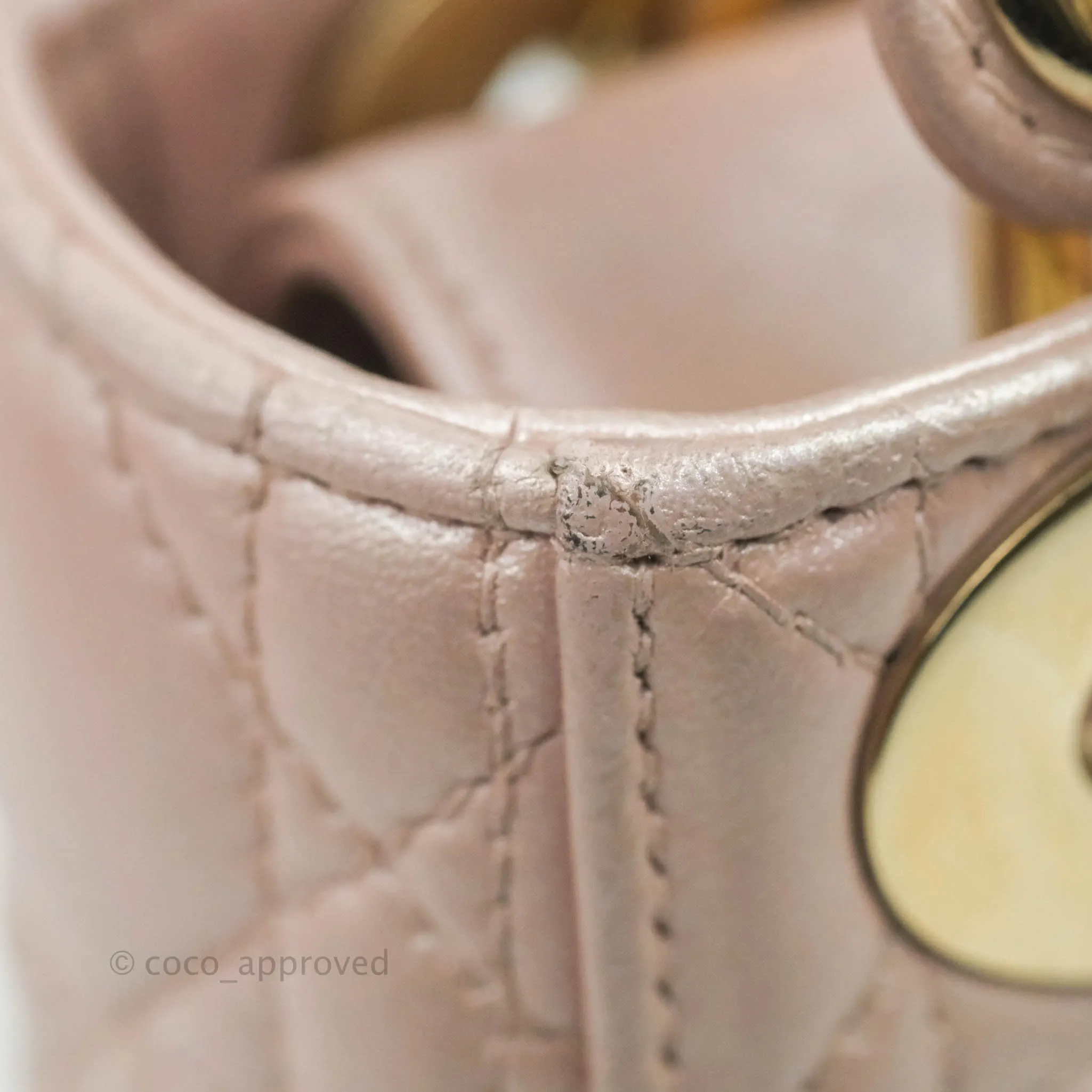 Christian Dior Mini Lady Dior Iridescent Light Pink Cannage Gold Hardware