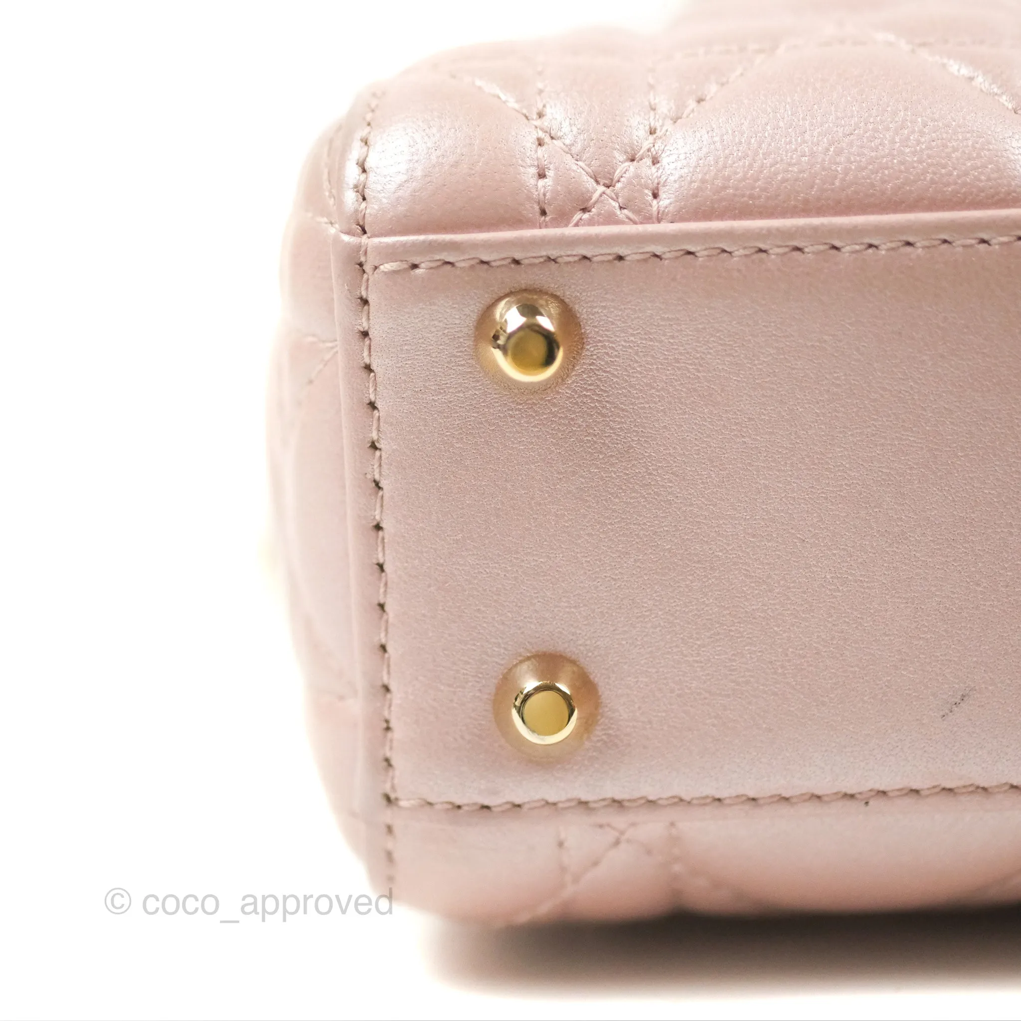 Christian Dior Mini Lady Dior Iridescent Light Pink Cannage Gold Hardware