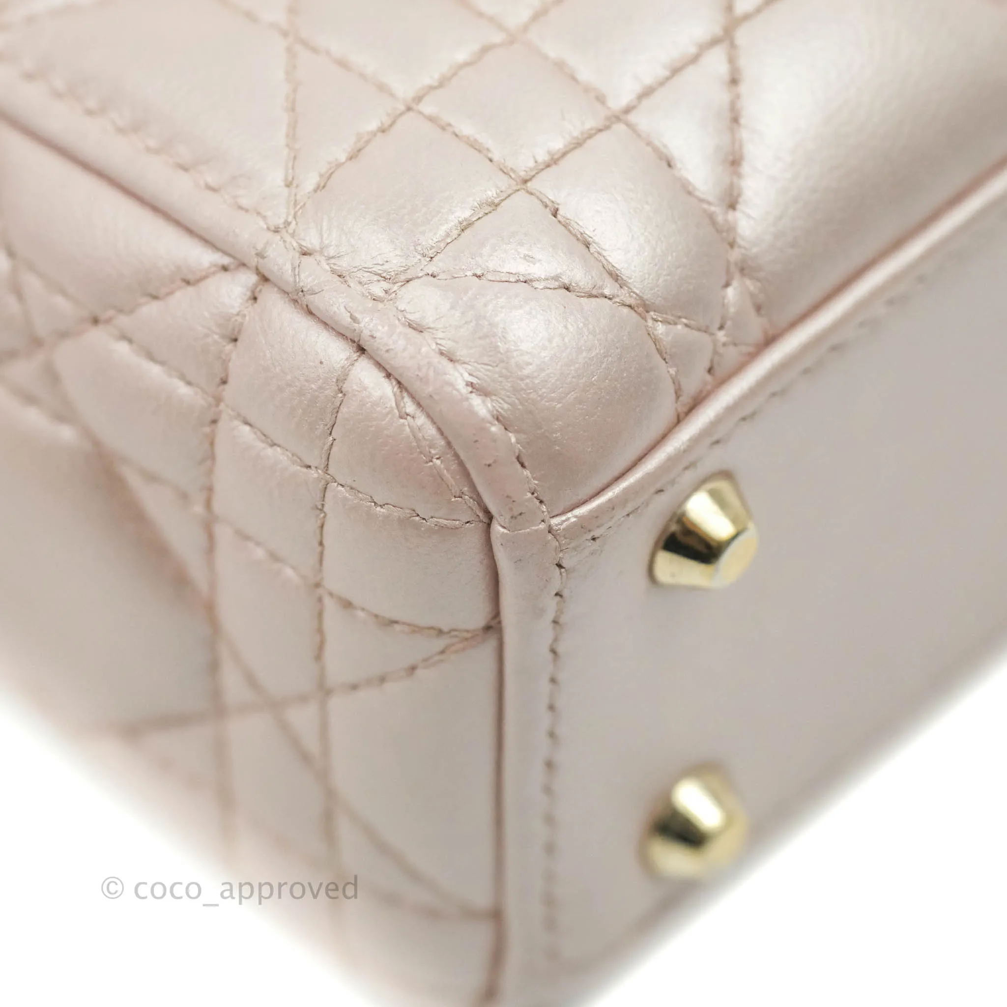 Christian Dior Mini Lady Dior Iridescent Light Pink Cannage Gold Hardware