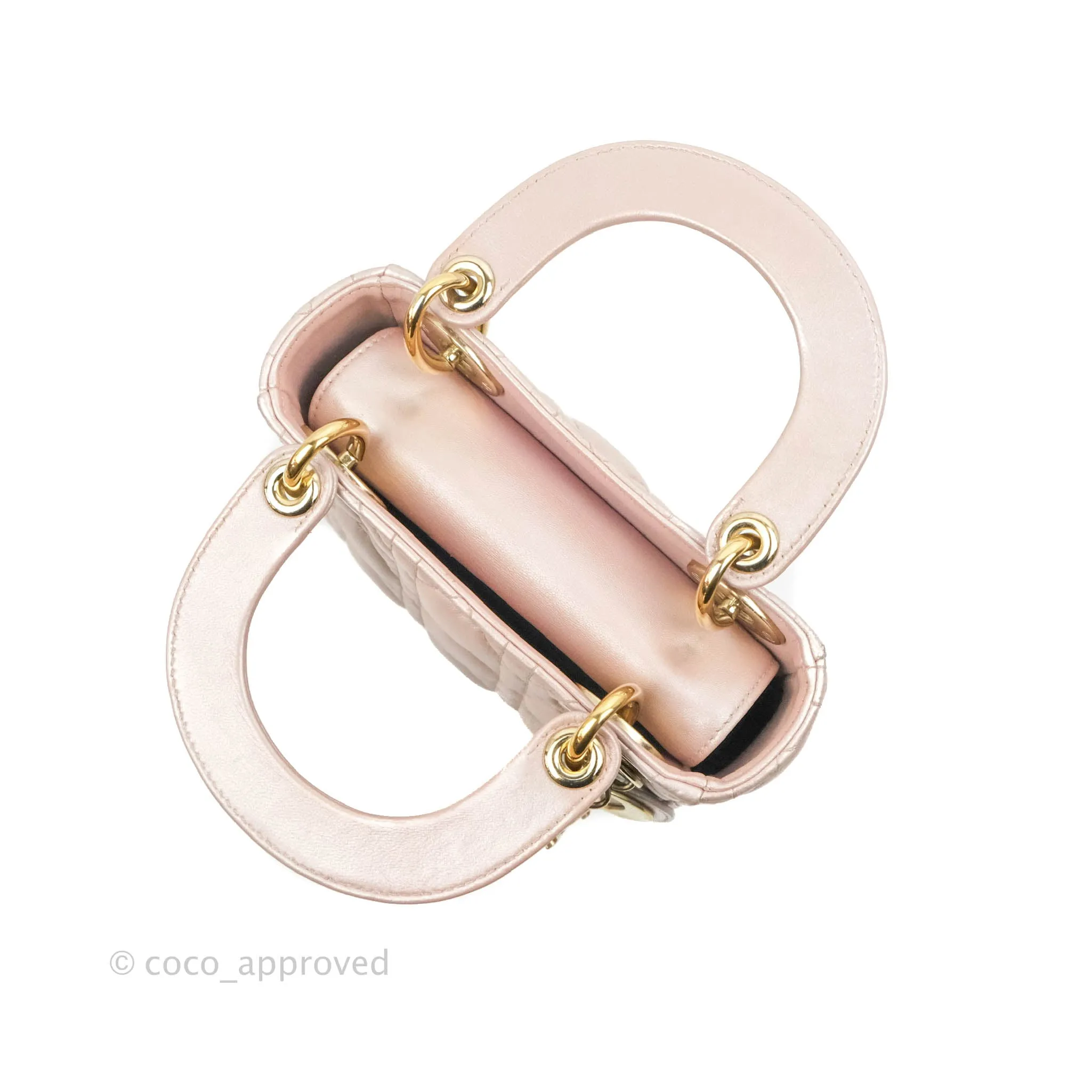 Christian Dior Mini Lady Dior Iridescent Light Pink Cannage Gold Hardware