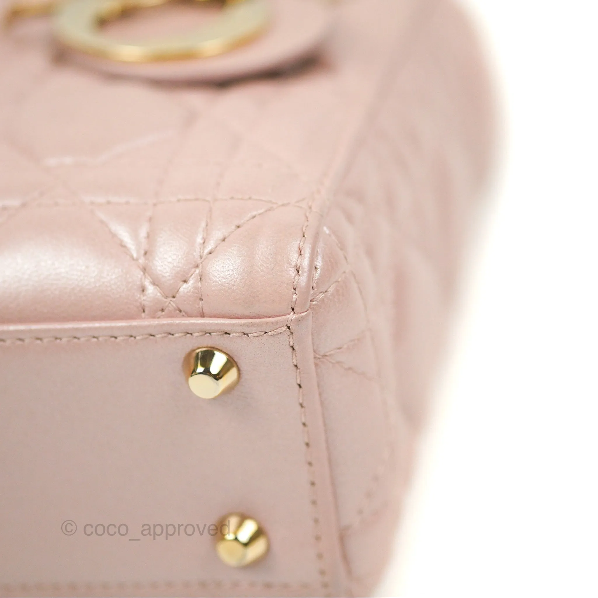 Christian Dior Mini Lady Dior Iridescent Light Pink Cannage Gold Hardware