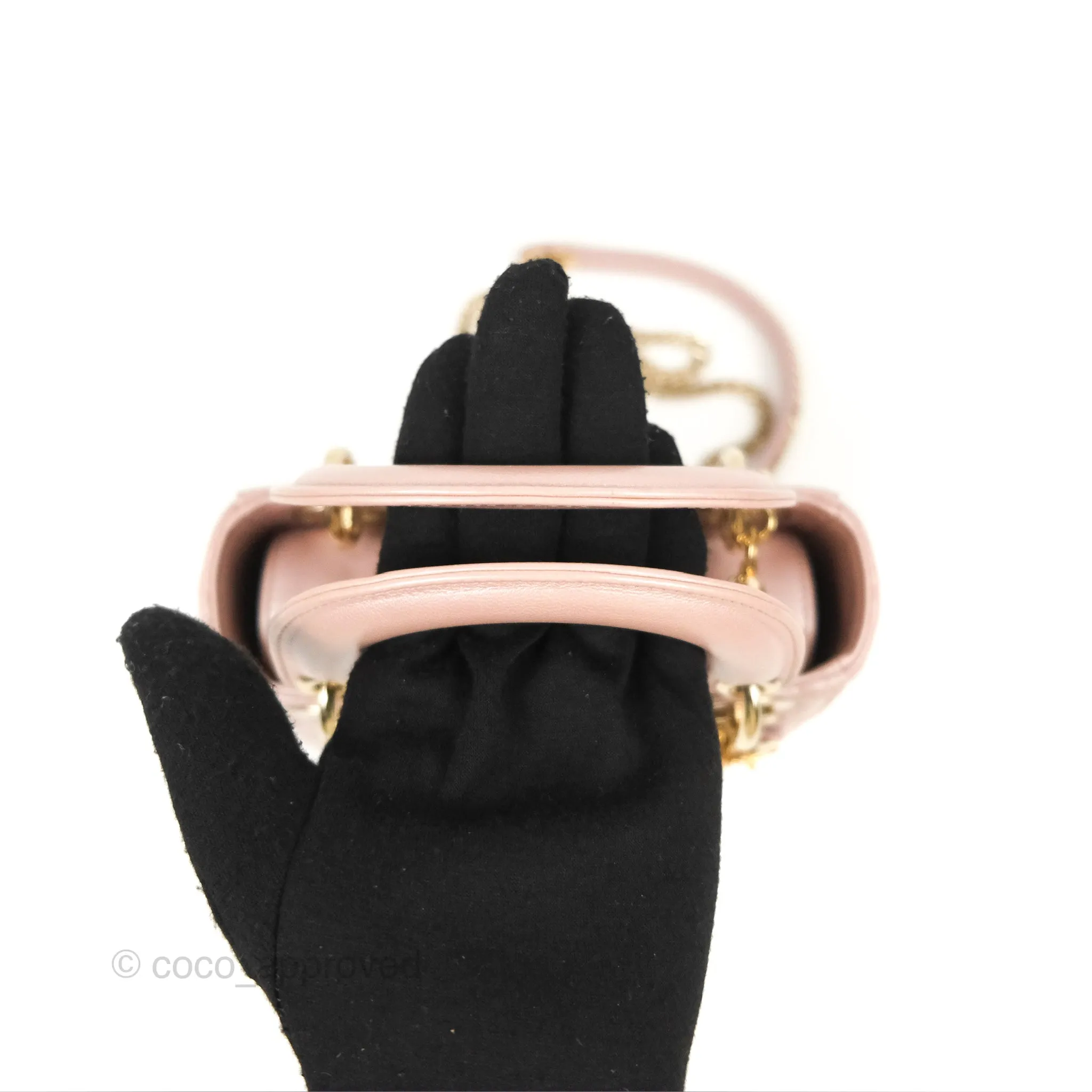 Christian Dior Mini Lady Dior Iridescent Light Pink Cannage Gold Hardware
