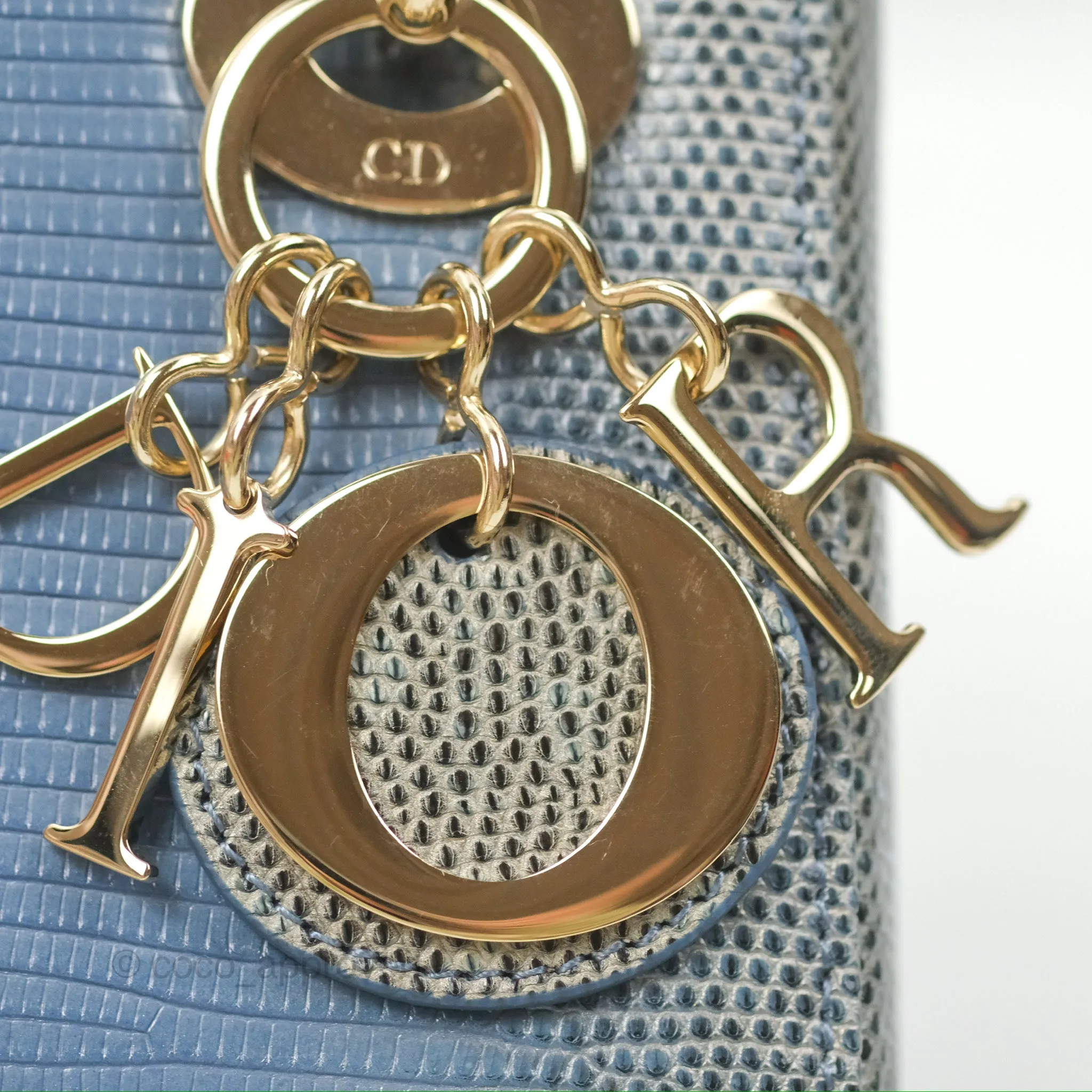 Christian Dior Mini Lady Dior Ombre Blue Lizard Gold Hardware