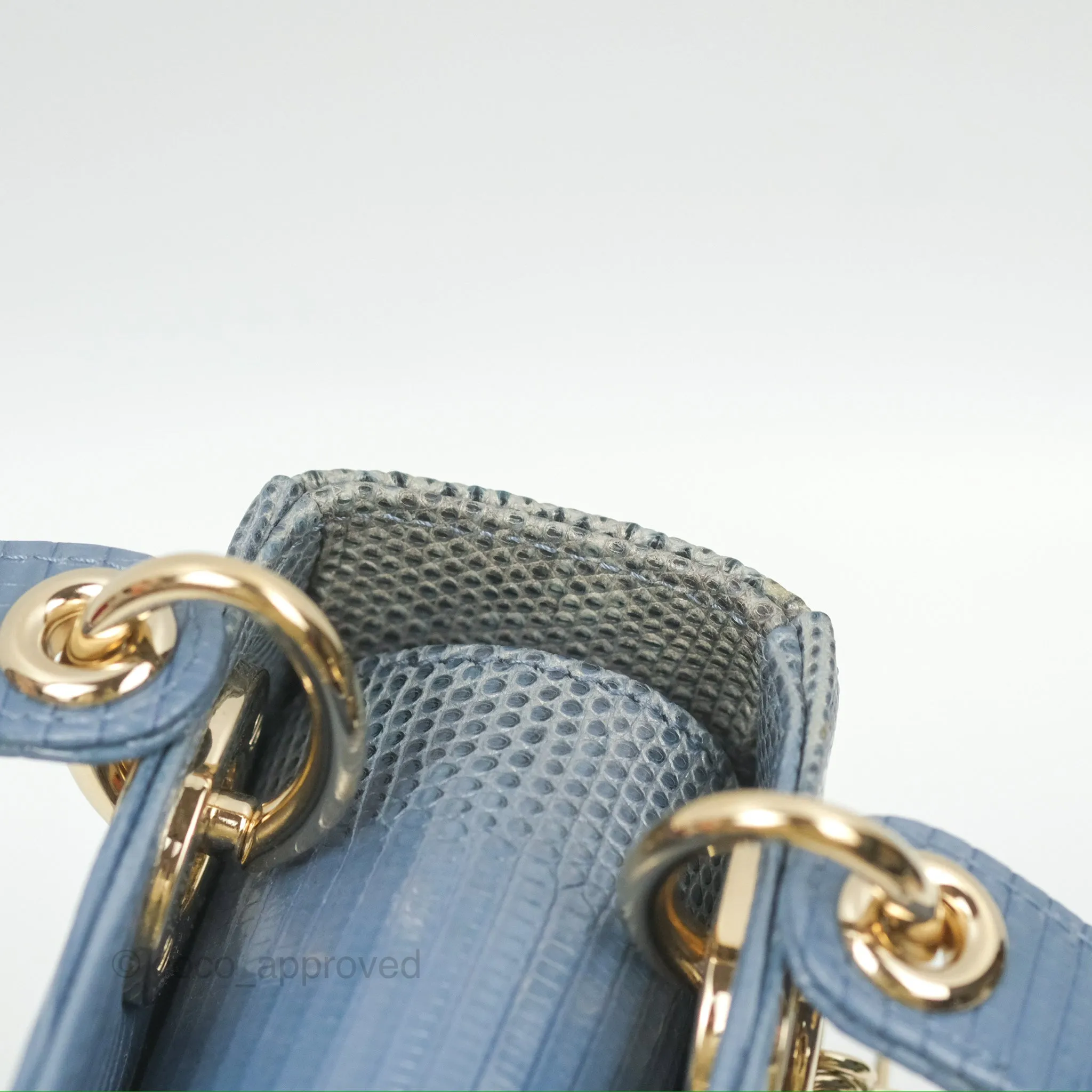 Christian Dior Mini Lady Dior Ombre Blue Lizard Gold Hardware