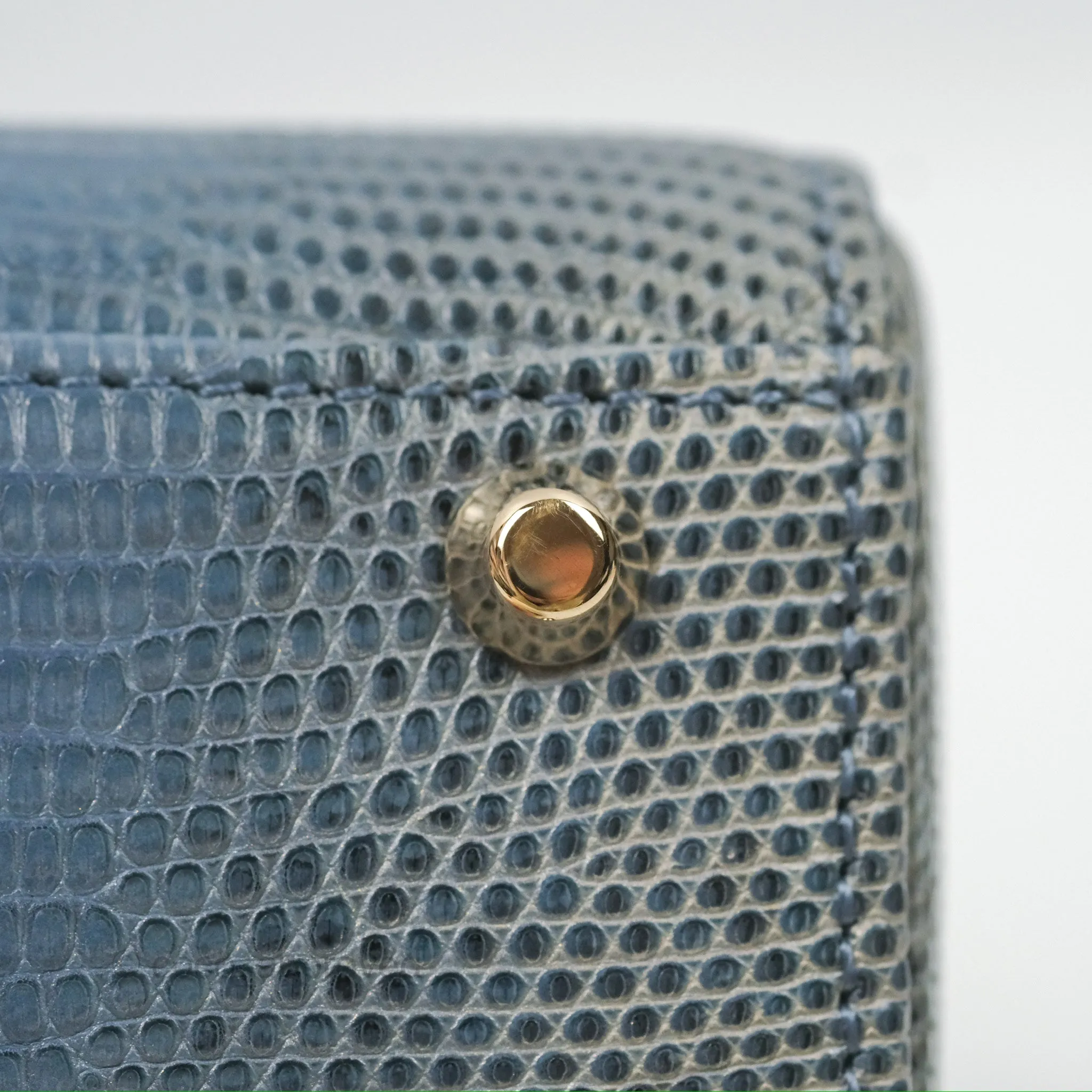 Christian Dior Mini Lady Dior Ombre Blue Lizard Gold Hardware