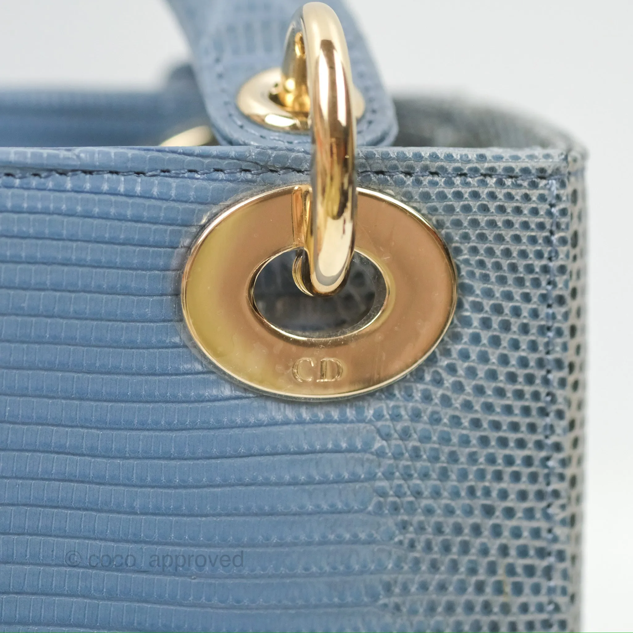 Christian Dior Mini Lady Dior Ombre Blue Lizard Gold Hardware