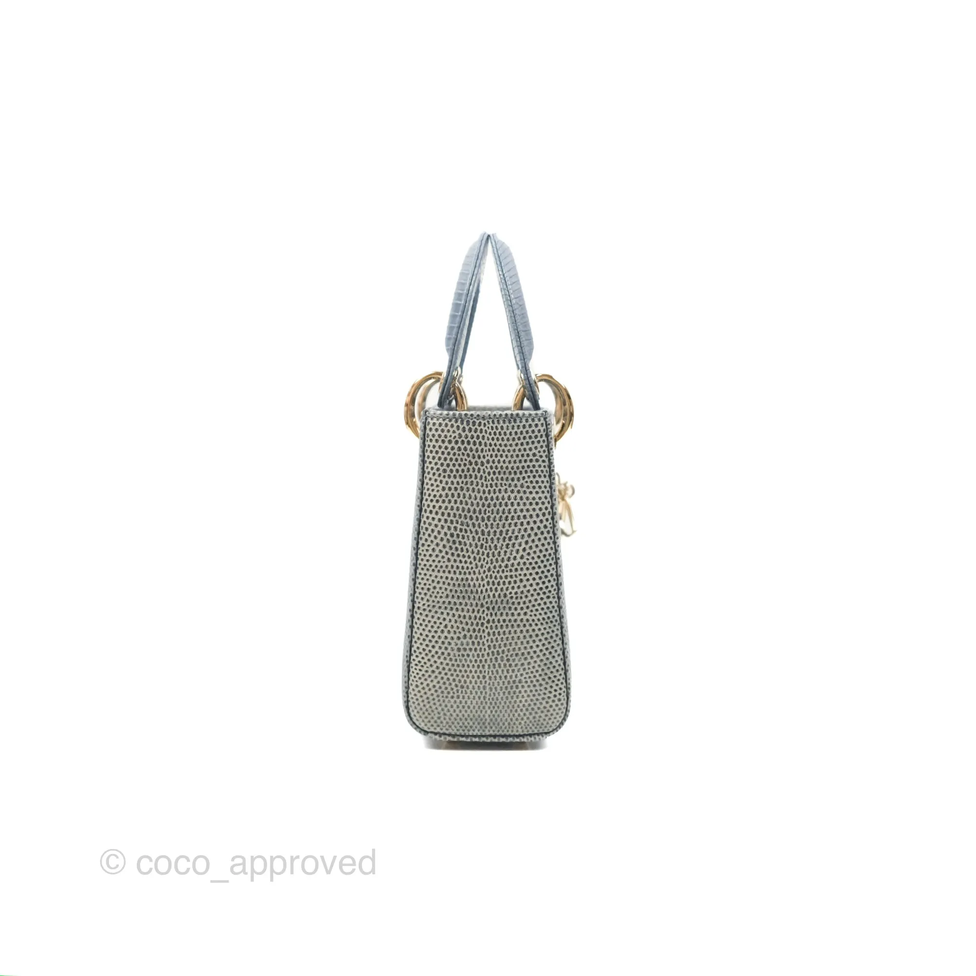 Christian Dior Mini Lady Dior Ombre Blue Lizard Gold Hardware