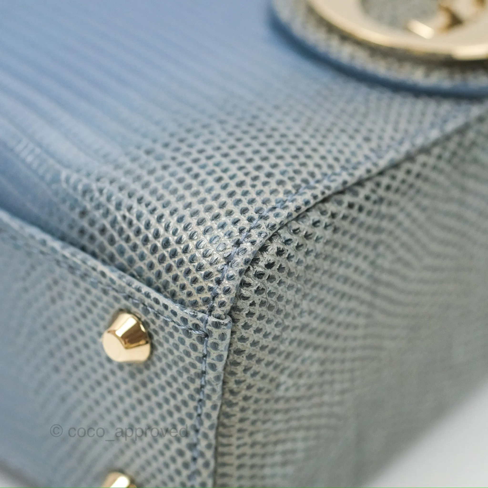 Christian Dior Mini Lady Dior Ombre Blue Lizard Gold Hardware