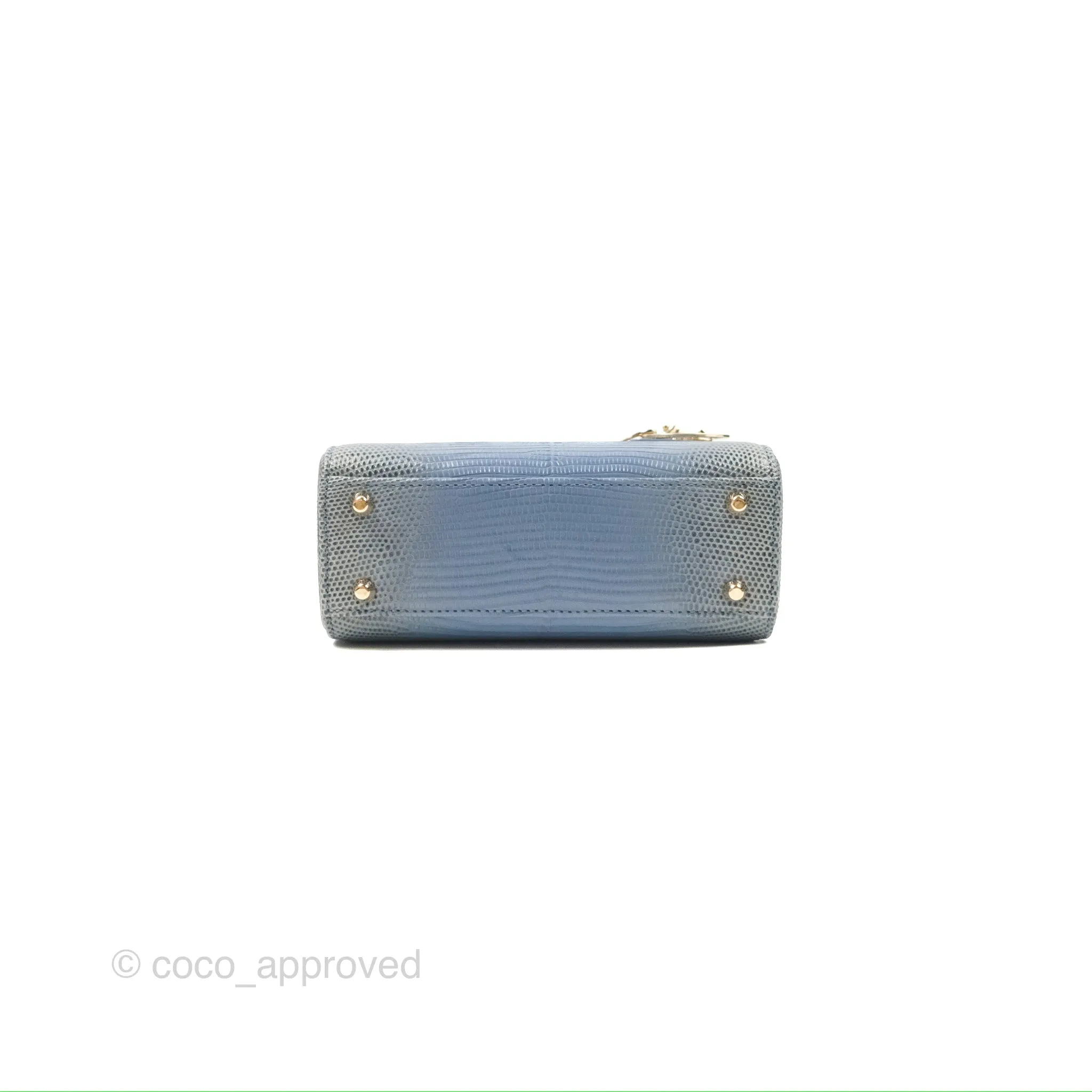 Christian Dior Mini Lady Dior Ombre Blue Lizard Gold Hardware