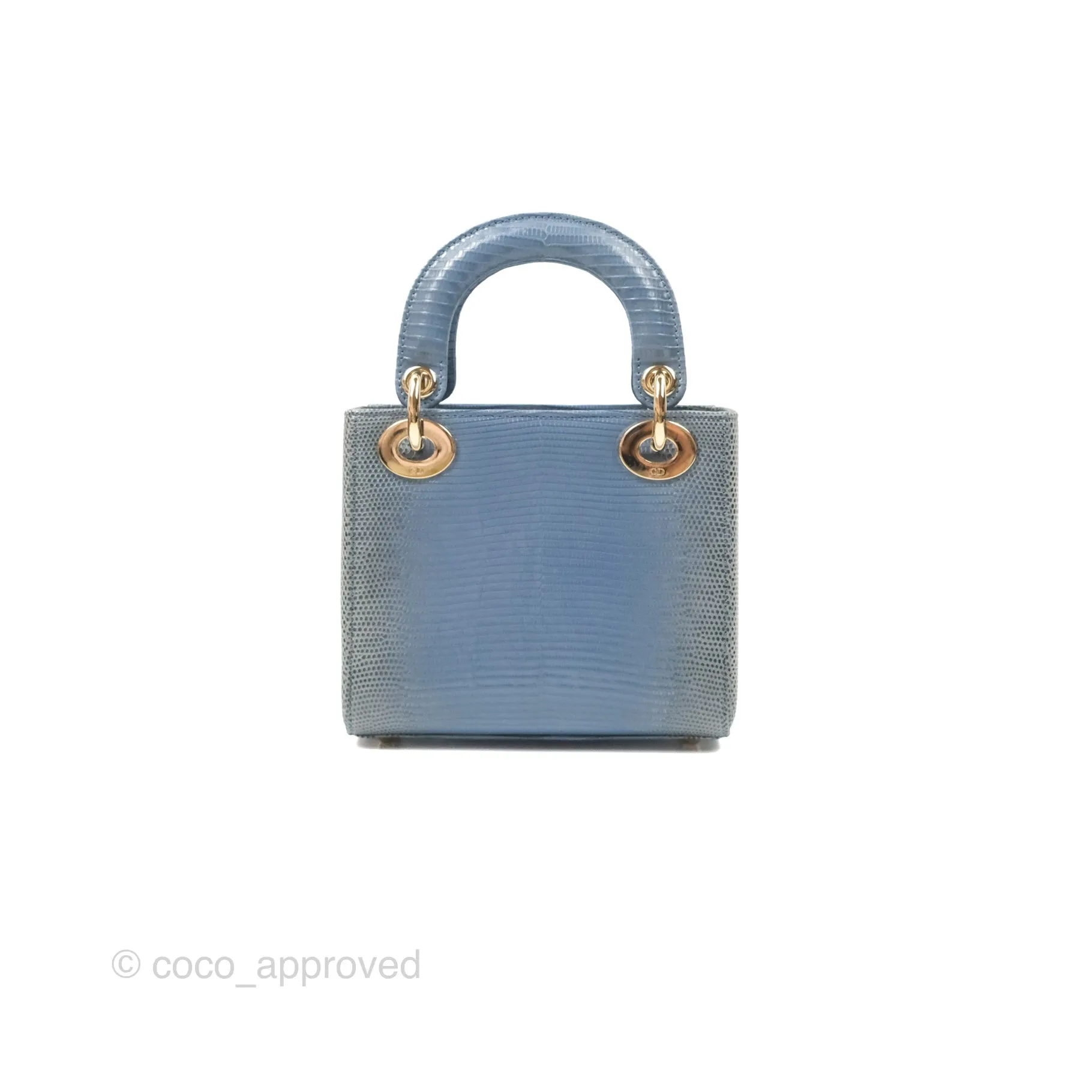 Christian Dior Mini Lady Dior Ombre Blue Lizard Gold Hardware