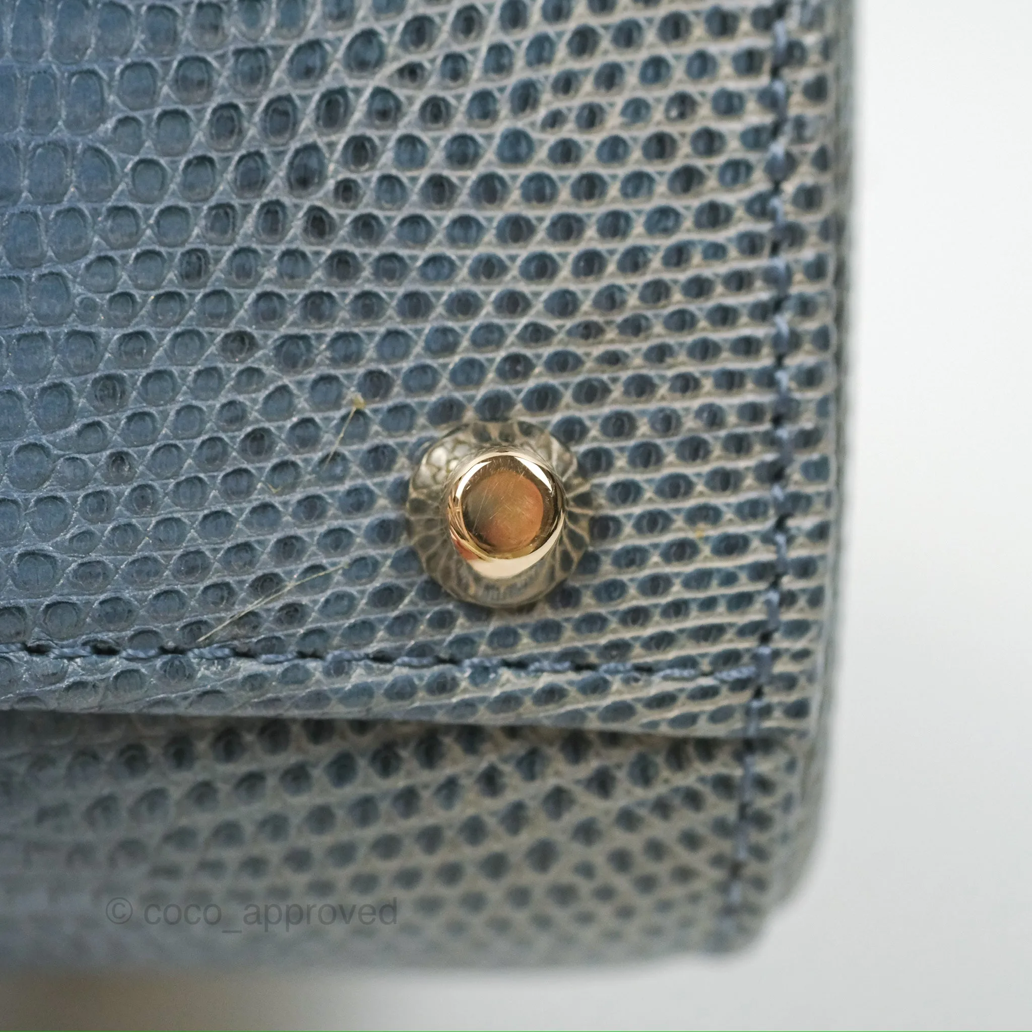 Christian Dior Mini Lady Dior Ombre Blue Lizard Gold Hardware