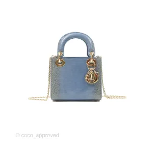 Christian Dior Mini Lady Dior Ombre Blue Lizard Gold Hardware