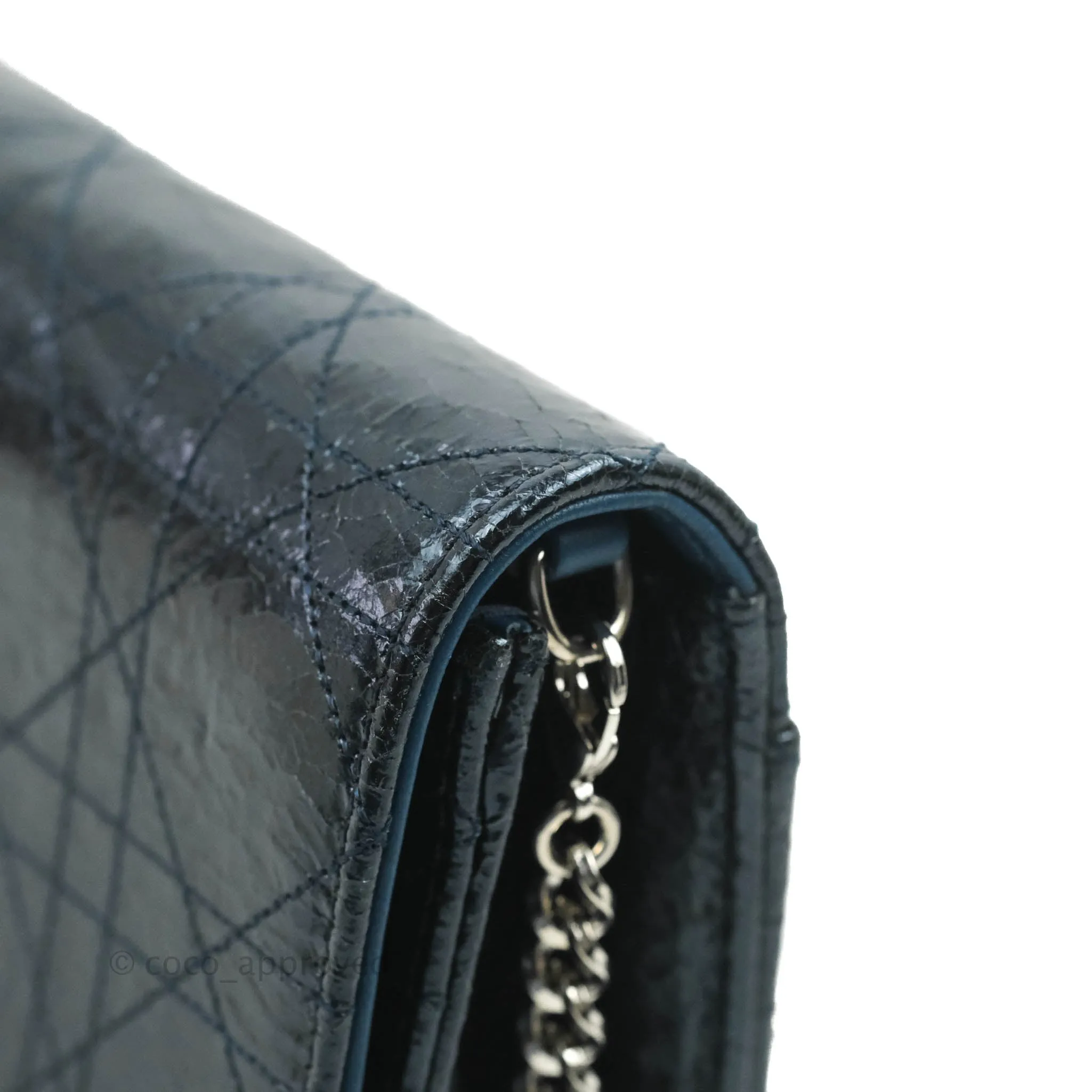 Christian Dior Miss Dior WOC Cannage Metallic Blue Silver Hardware