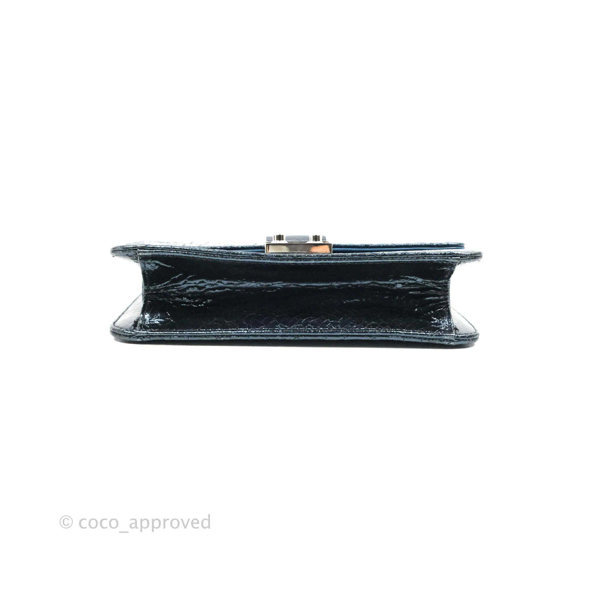 Christian Dior Miss Dior WOC Cannage Metallic Blue Silver Hardware