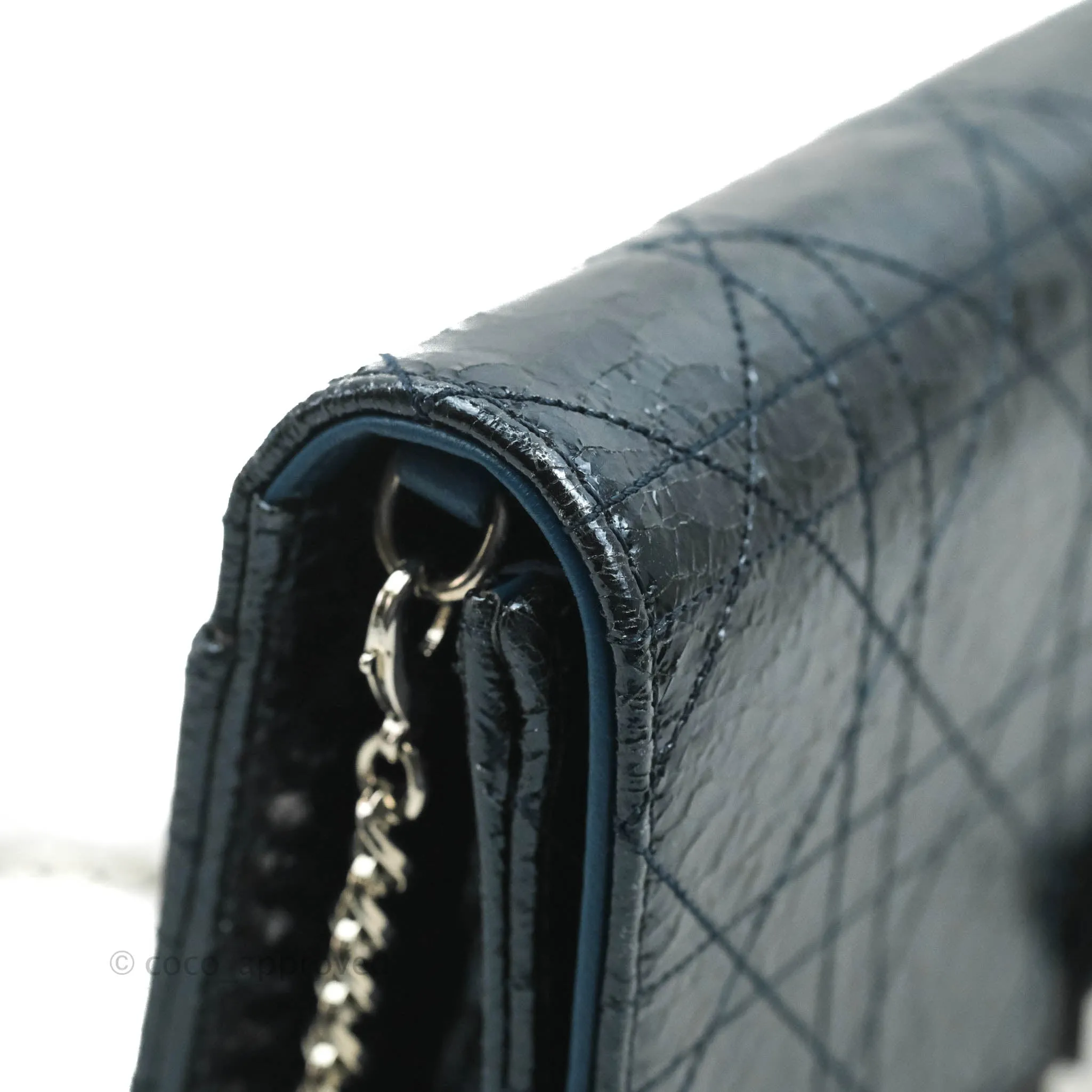 Christian Dior Miss Dior WOC Cannage Metallic Blue Silver Hardware