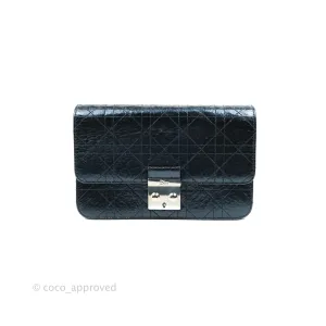 Christian Dior Miss Dior WOC Cannage Metallic Blue Silver Hardware