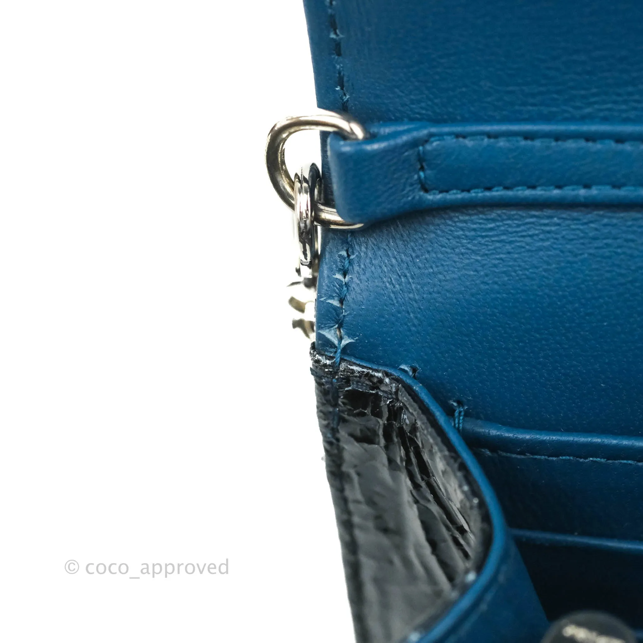 Christian Dior Miss Dior WOC Cannage Metallic Blue Silver Hardware