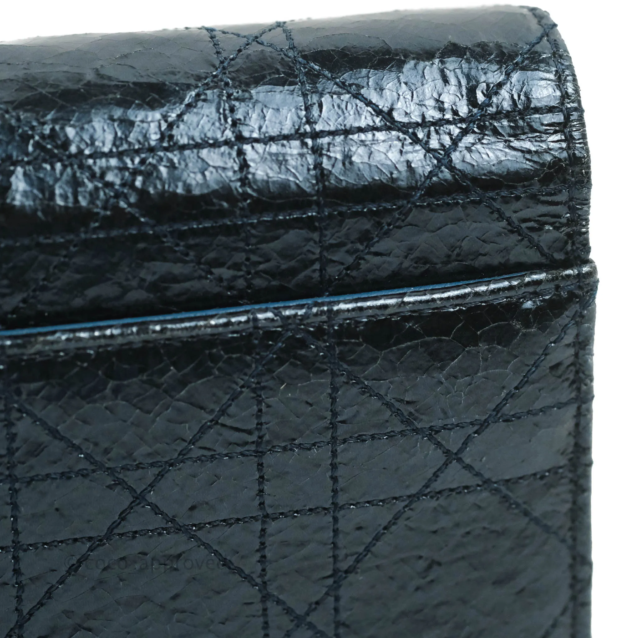 Christian Dior Miss Dior WOC Cannage Metallic Blue Silver Hardware