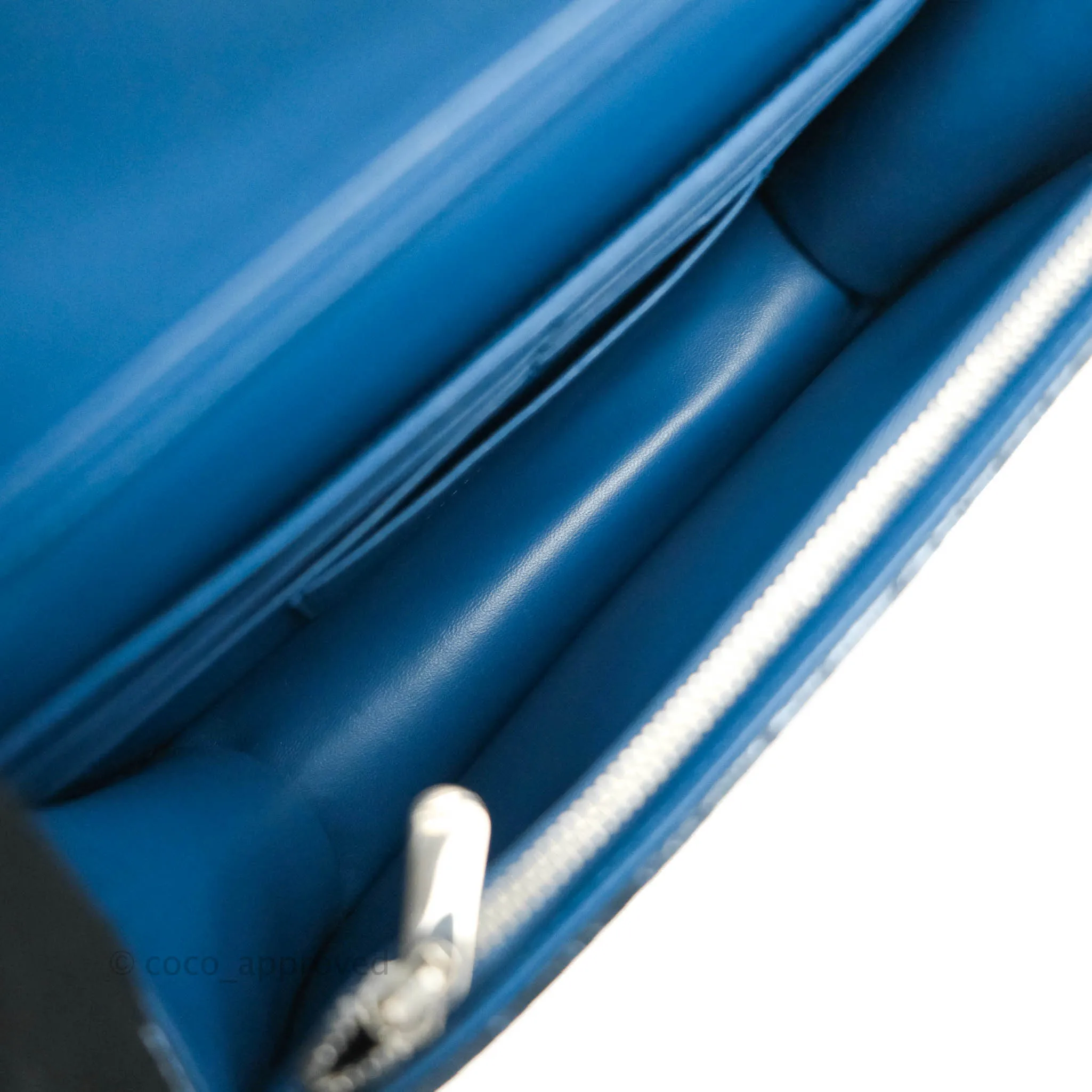 Christian Dior Miss Dior WOC Cannage Metallic Blue Silver Hardware