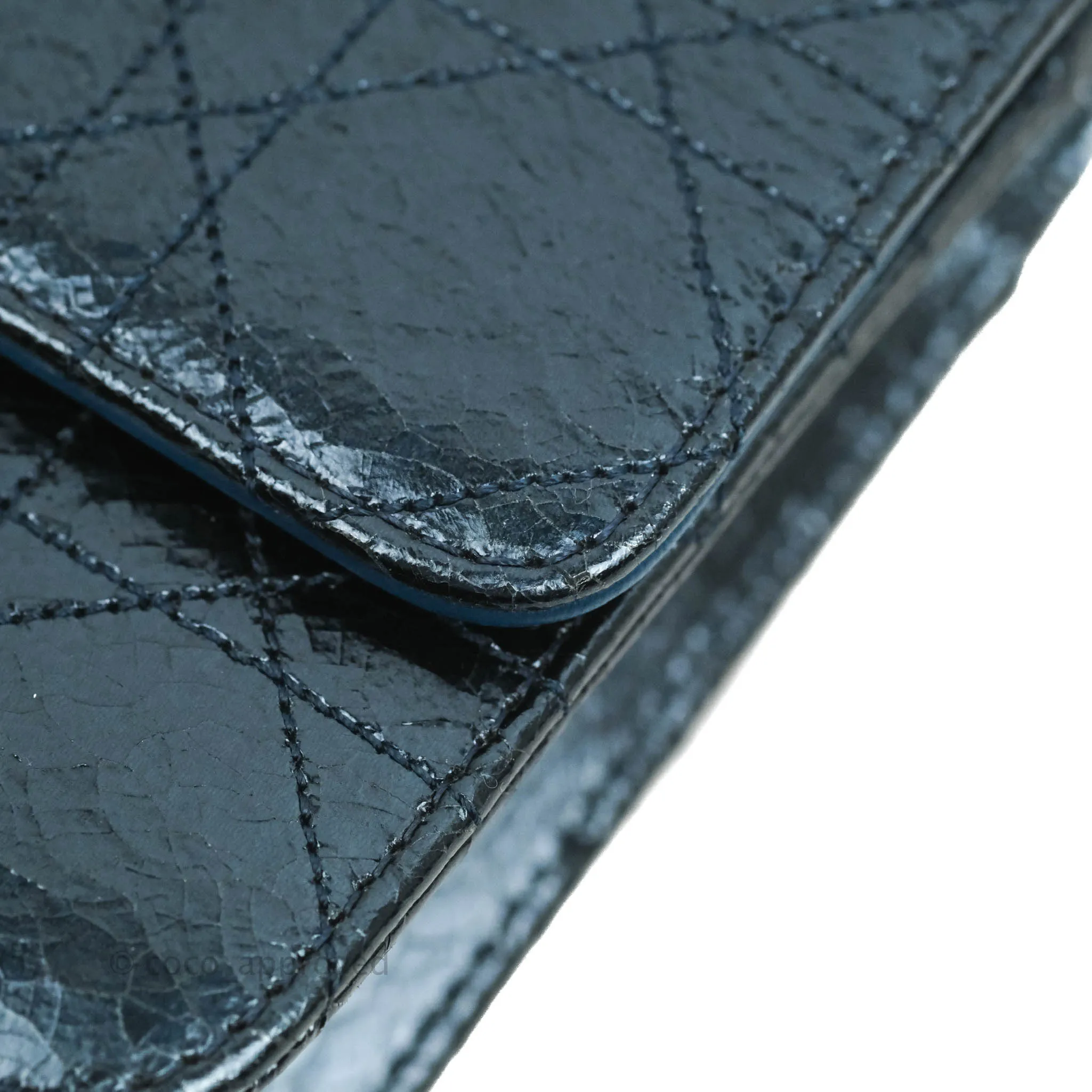 Christian Dior Miss Dior WOC Cannage Metallic Blue Silver Hardware