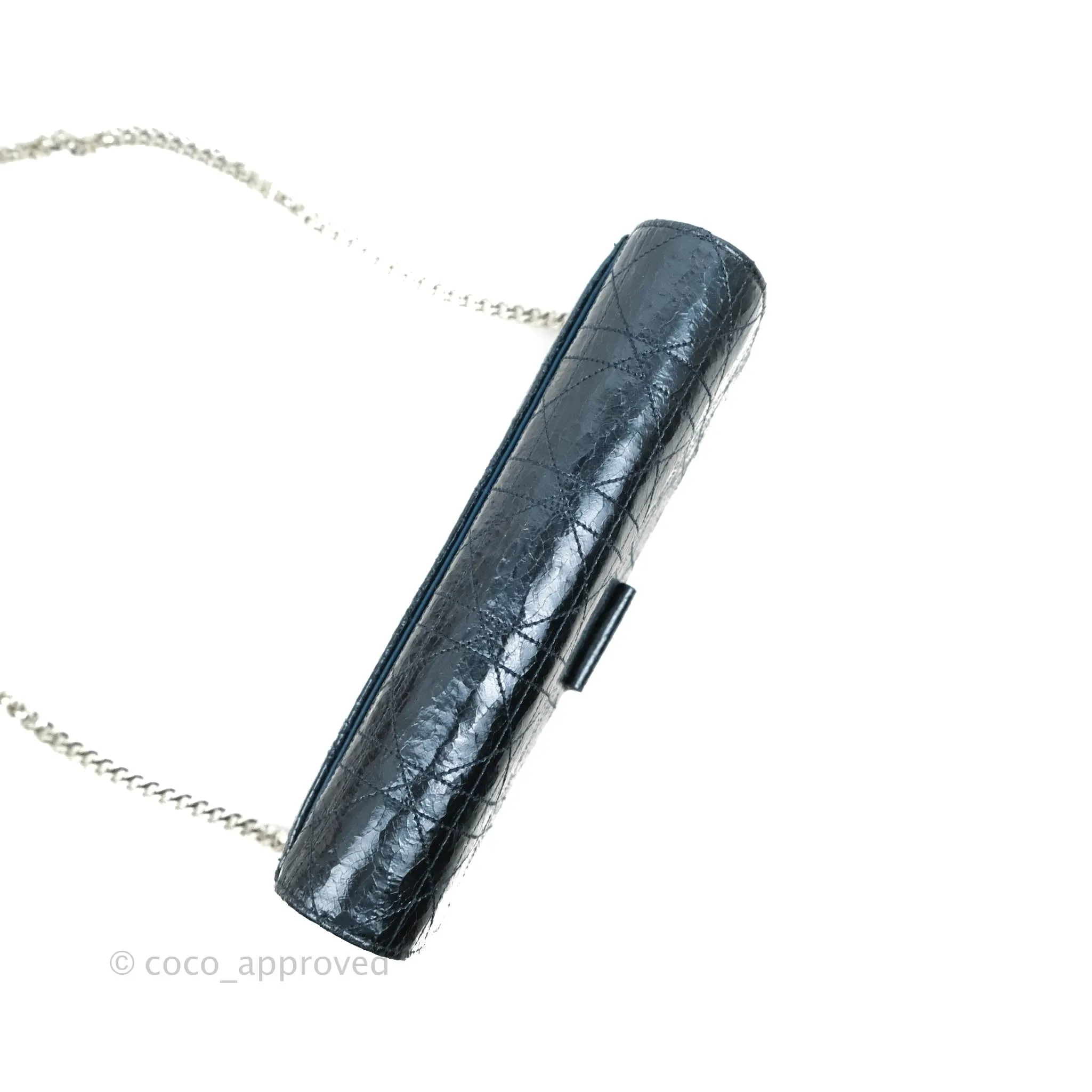 Christian Dior Miss Dior WOC Cannage Metallic Blue Silver Hardware