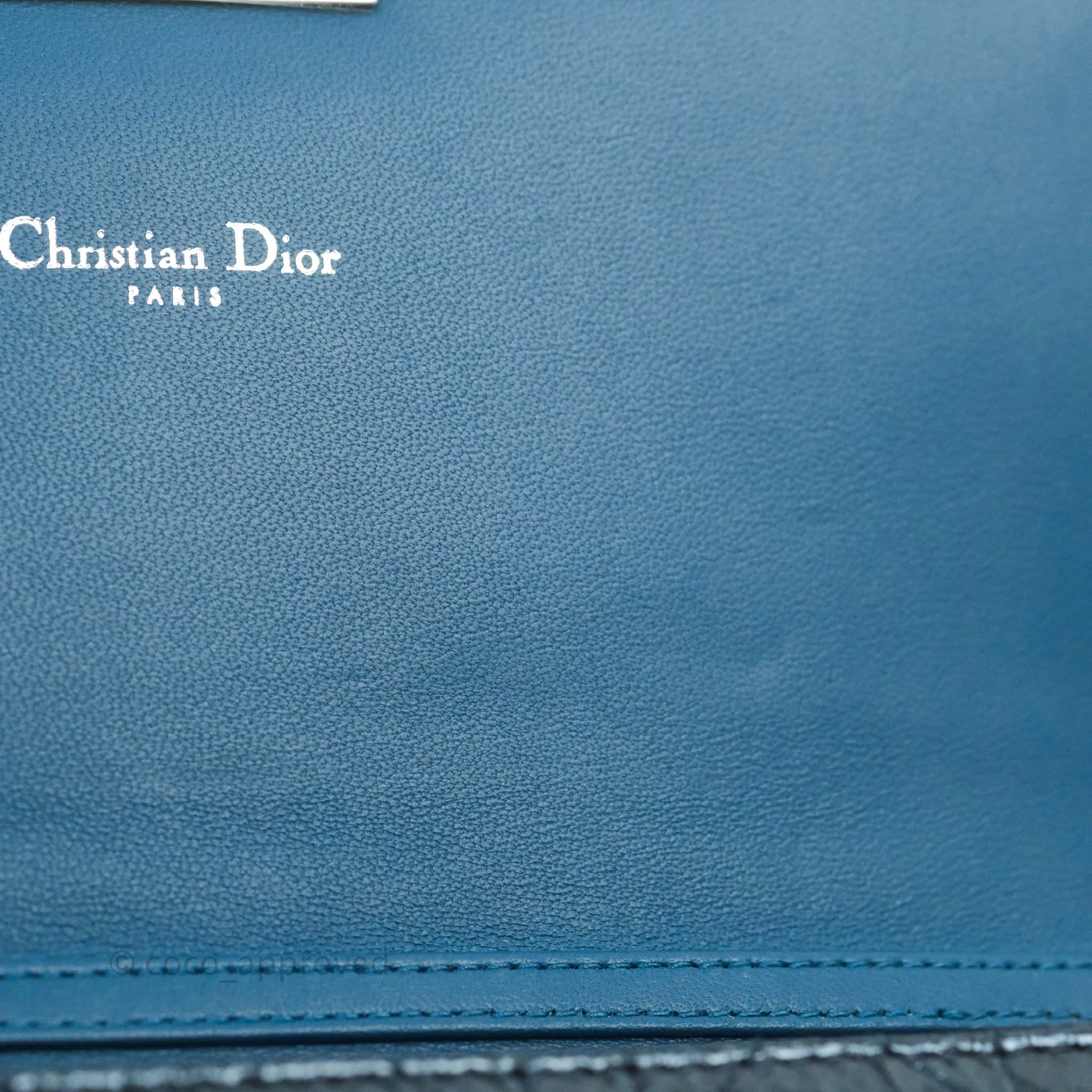 Christian Dior Miss Dior WOC Cannage Metallic Blue Silver Hardware