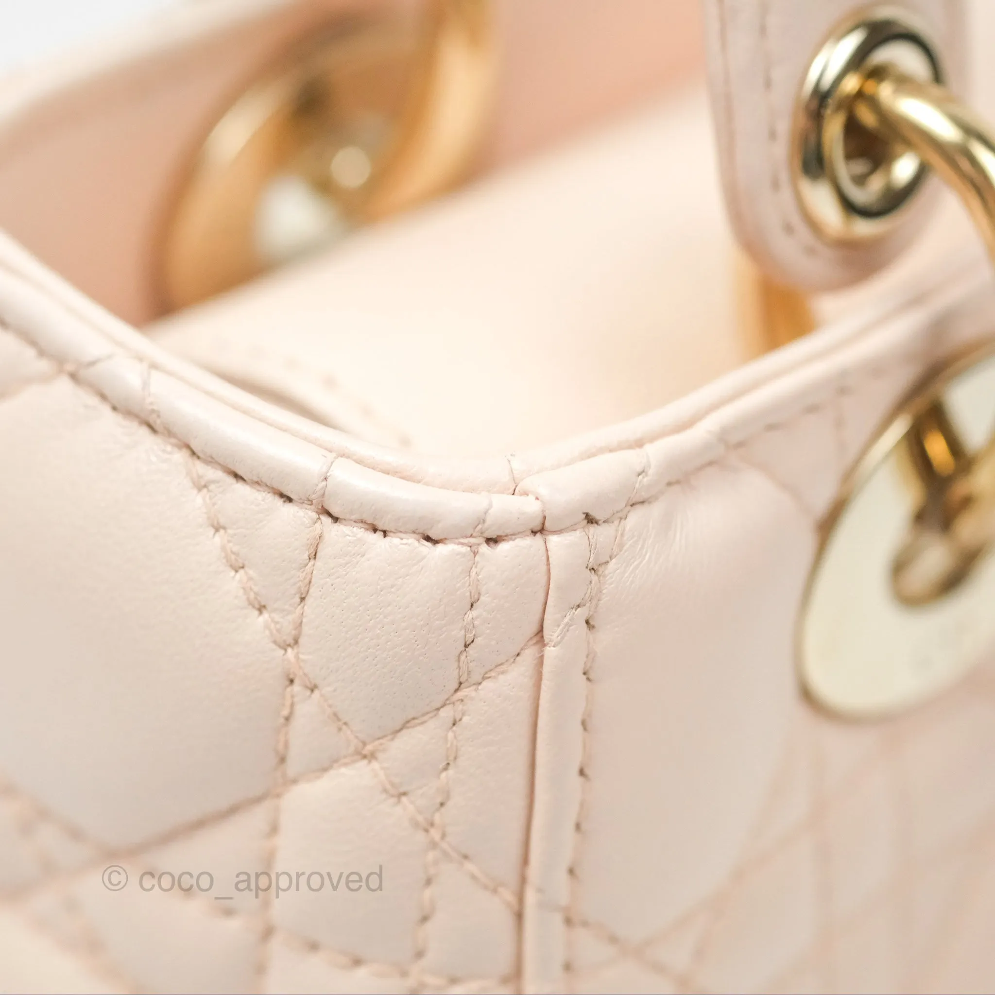 Christian Dior My ABCDior Lady Dior Baby Pink Cannage Lambskin Gold Hardware