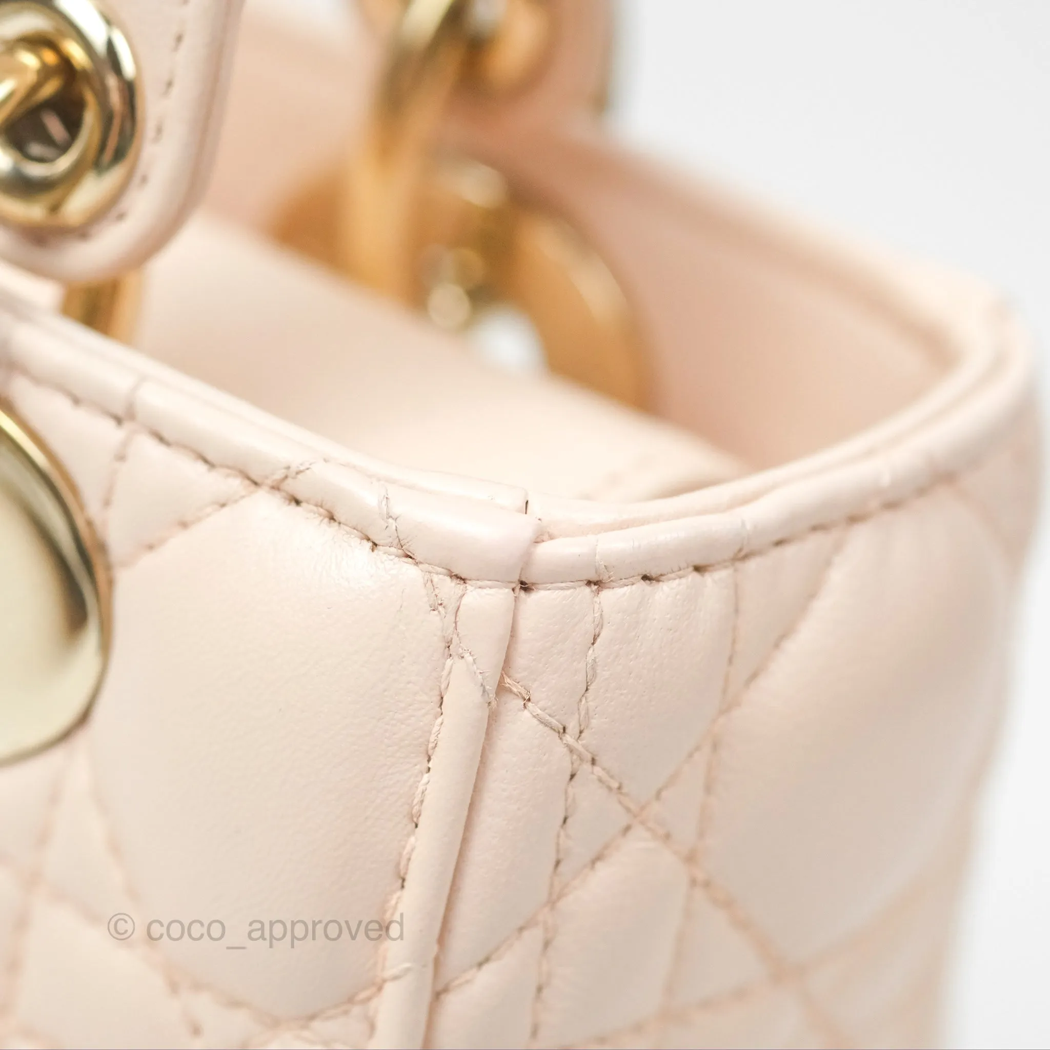 Christian Dior My ABCDior Lady Dior Baby Pink Cannage Lambskin Gold Hardware
