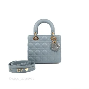 Christian Dior My ABCDior Lady Dior Grey Blue Lambskin Gold Hardware