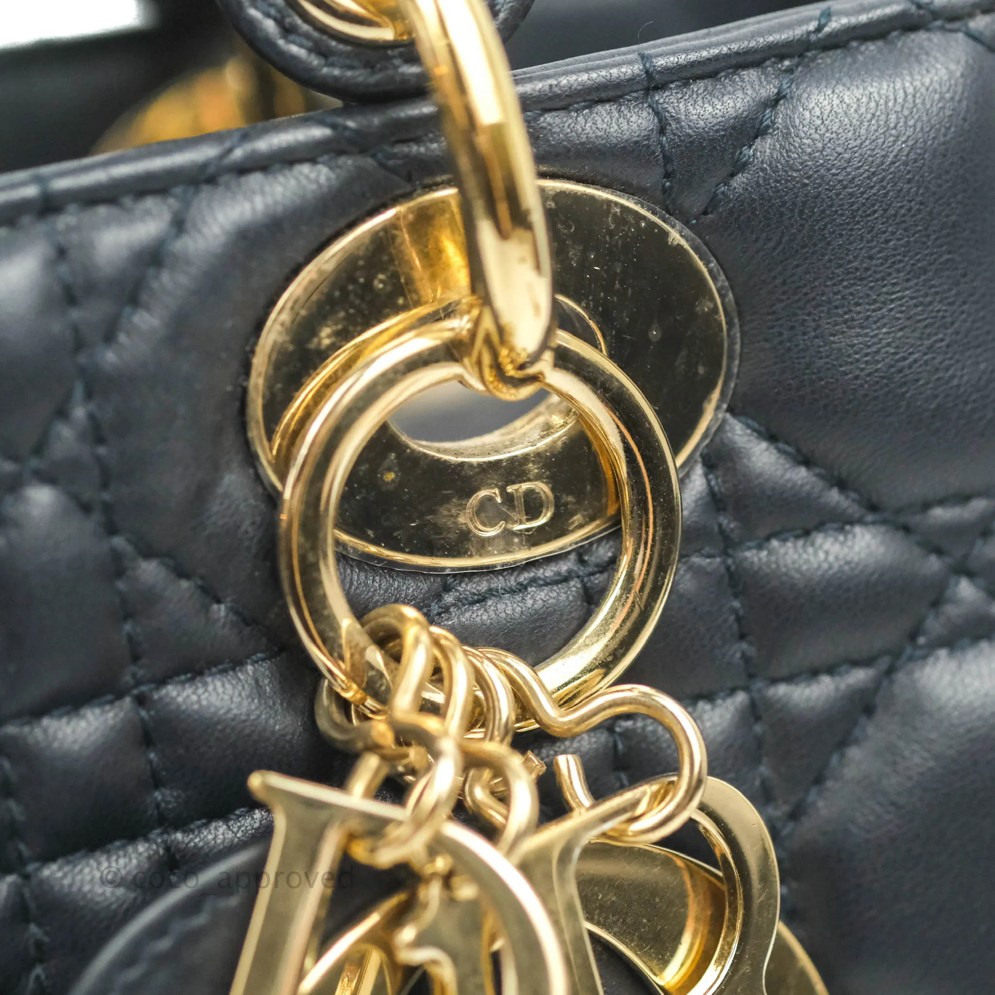 Christian Dior My ABCDior Lady Dior Navy Lambskin Gold Hardware with Twilly