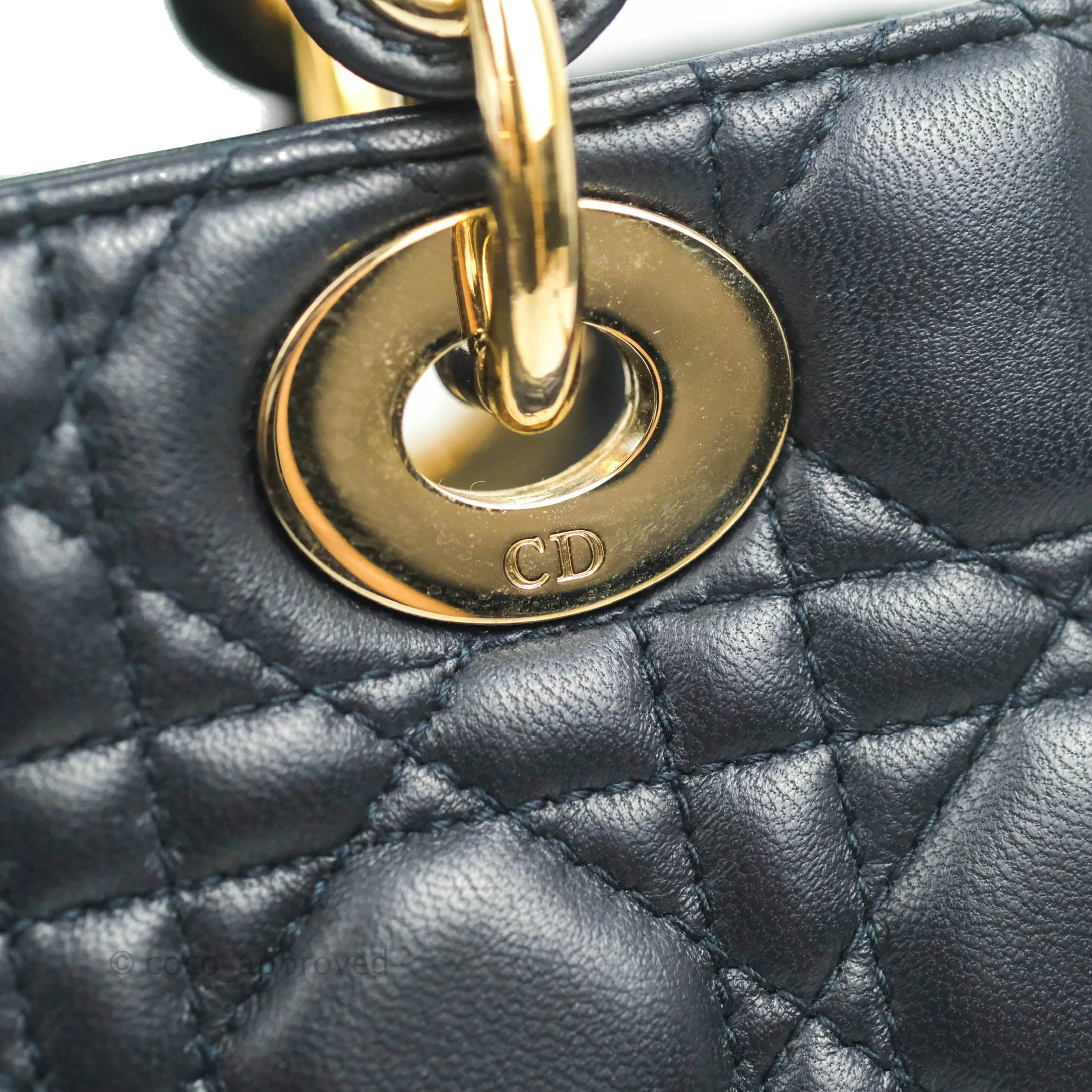 Christian Dior My ABCDior Lady Dior Navy Lambskin Gold Hardware with Twilly