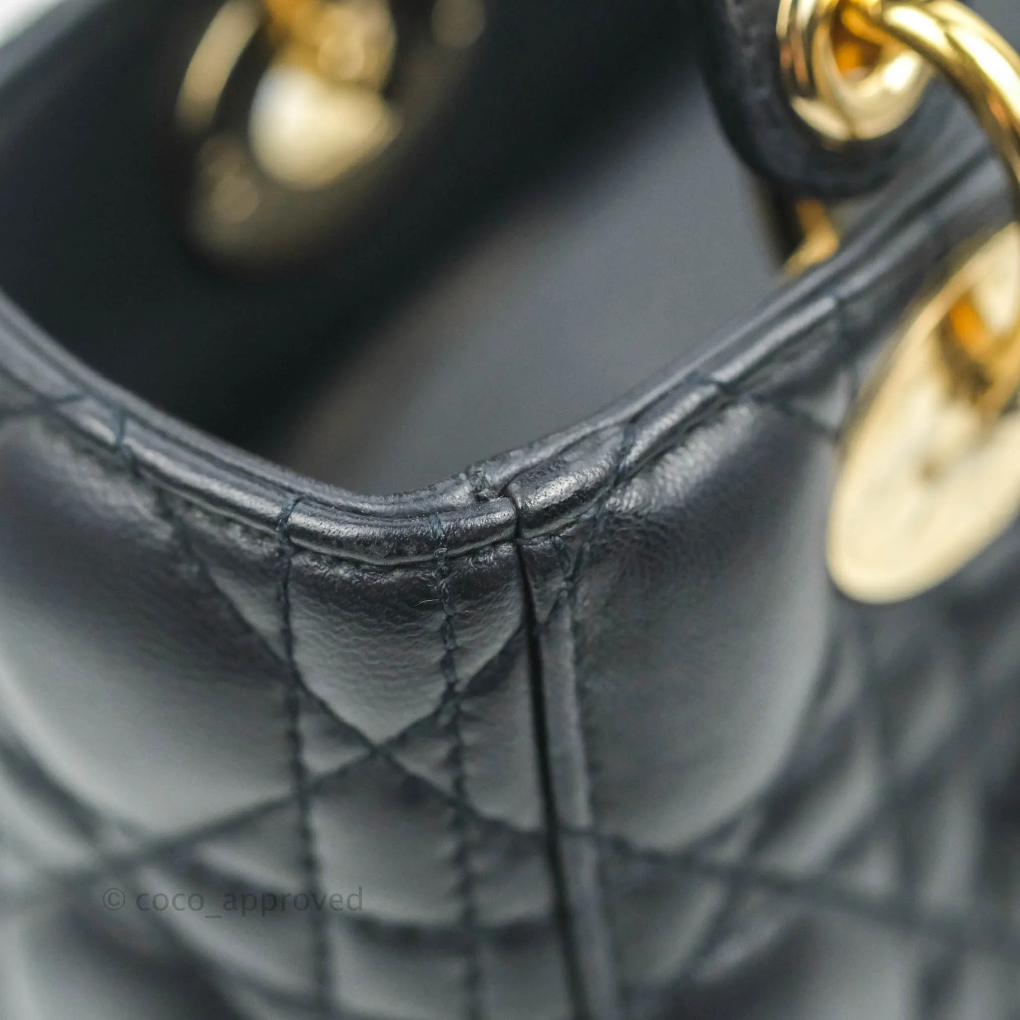 Christian Dior My ABCDior Lady Dior Navy Lambskin Gold Hardware with Twilly