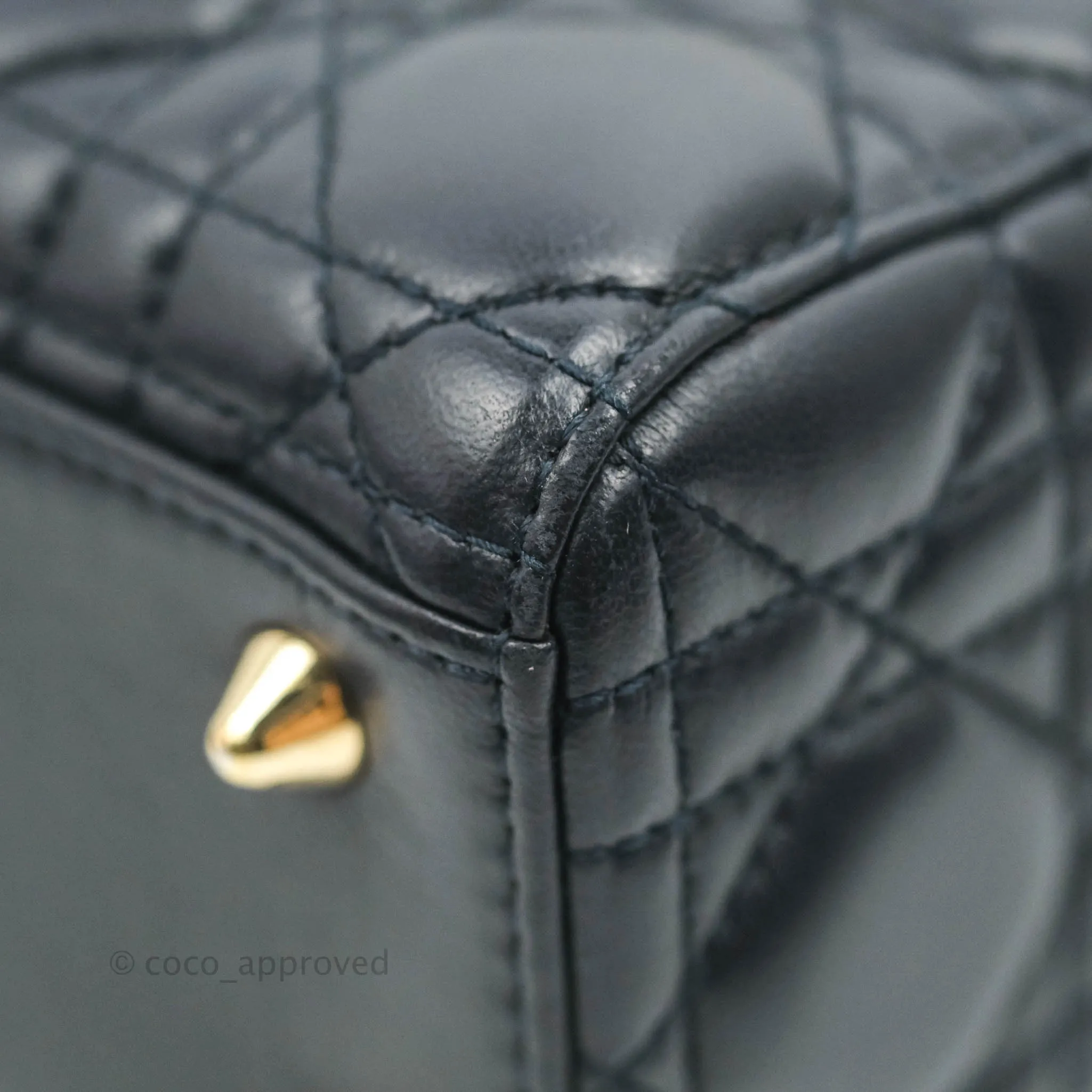 Christian Dior My ABCDior Lady Dior Navy Lambskin Gold Hardware with Twilly