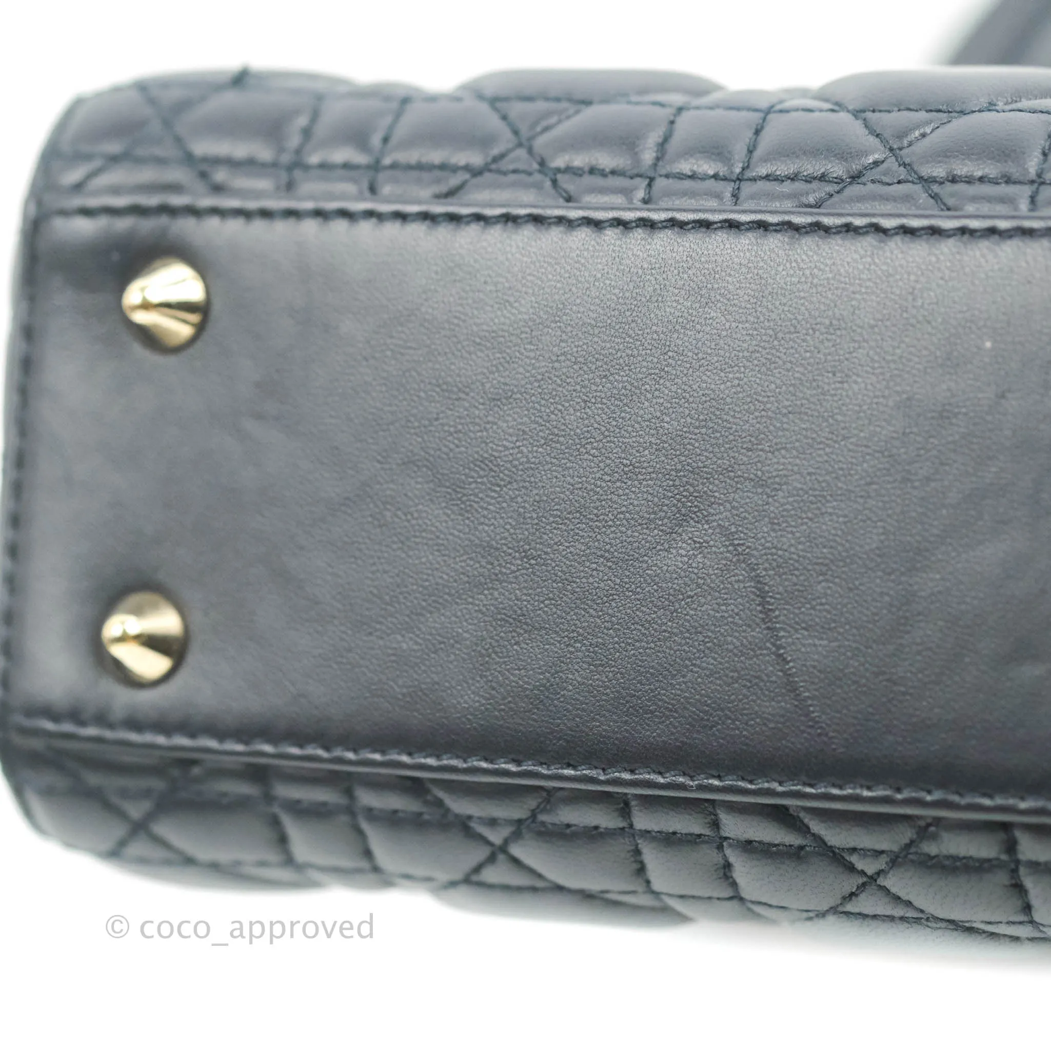 Christian Dior My ABCDior Lady Dior Navy Lambskin Gold Hardware with Twilly