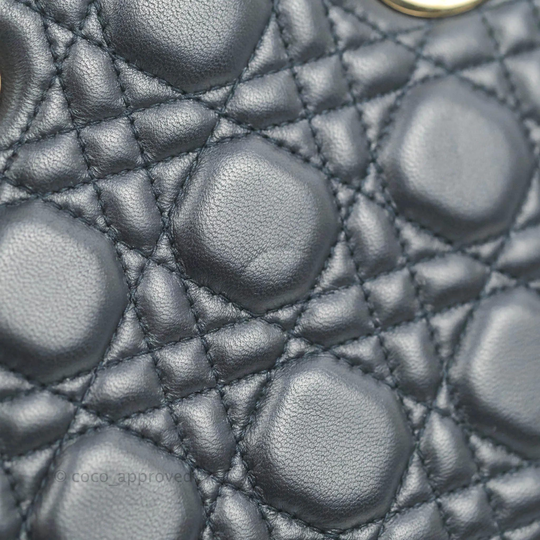 Christian Dior My ABCDior Lady Dior Navy Lambskin Gold Hardware with Twilly