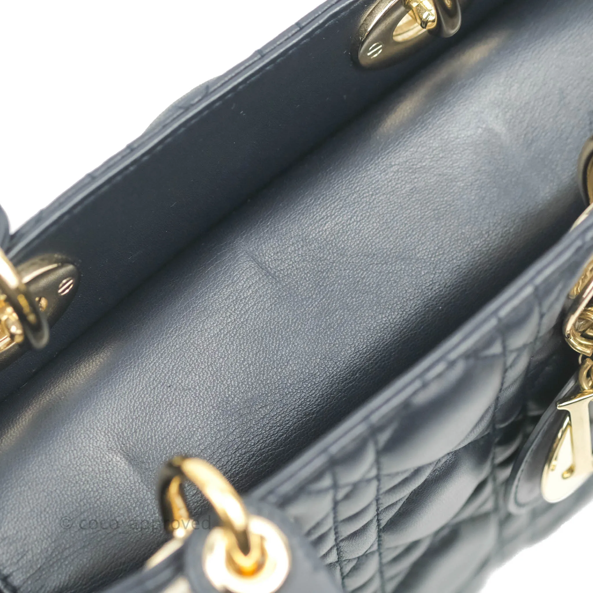 Christian Dior My ABCDior Lady Dior Navy Lambskin Gold Hardware with Twilly