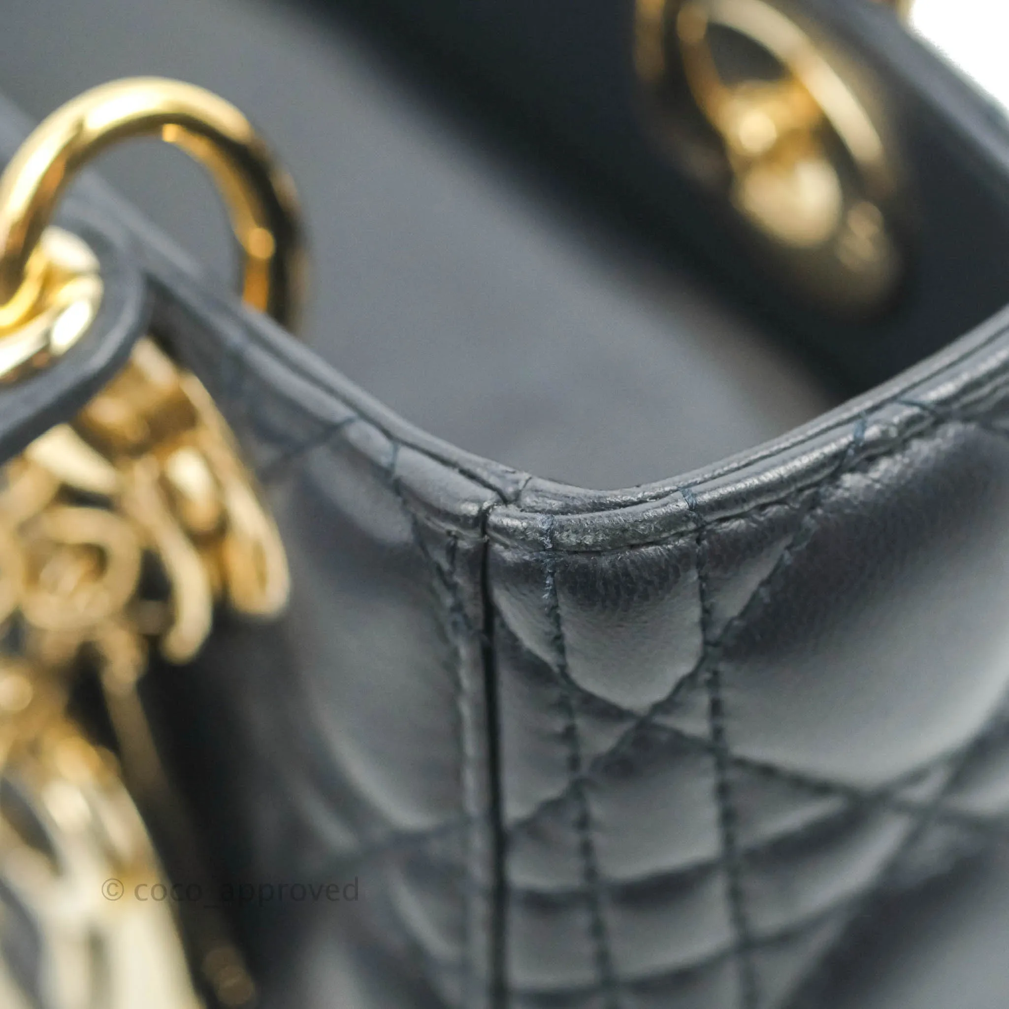 Christian Dior My ABCDior Lady Dior Navy Lambskin Gold Hardware with Twilly