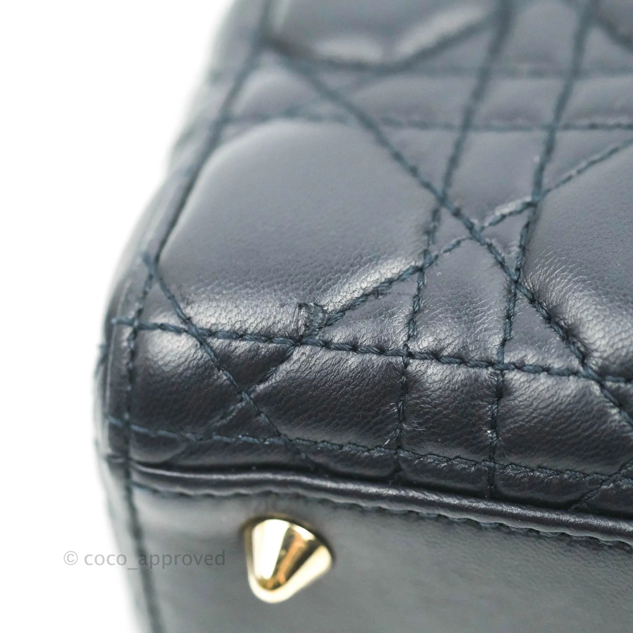 Christian Dior My ABCDior Lady Dior Navy Lambskin Gold Hardware with Twilly