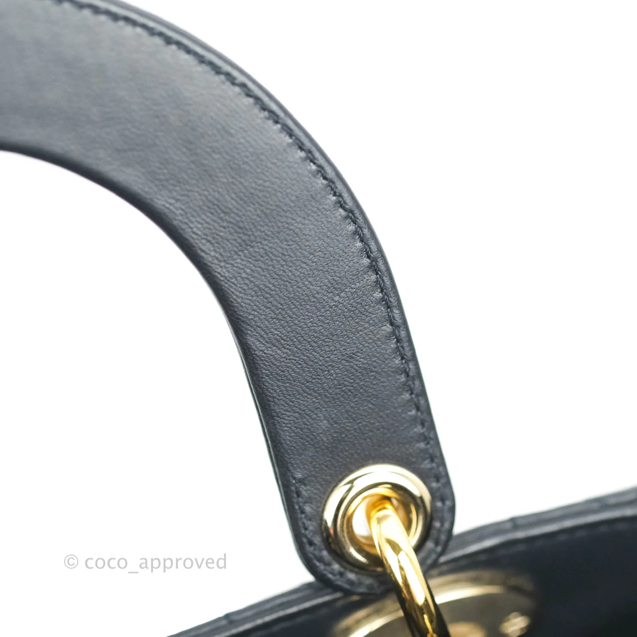 Christian Dior My ABCDior Lady Dior Navy Lambskin Gold Hardware with Twilly