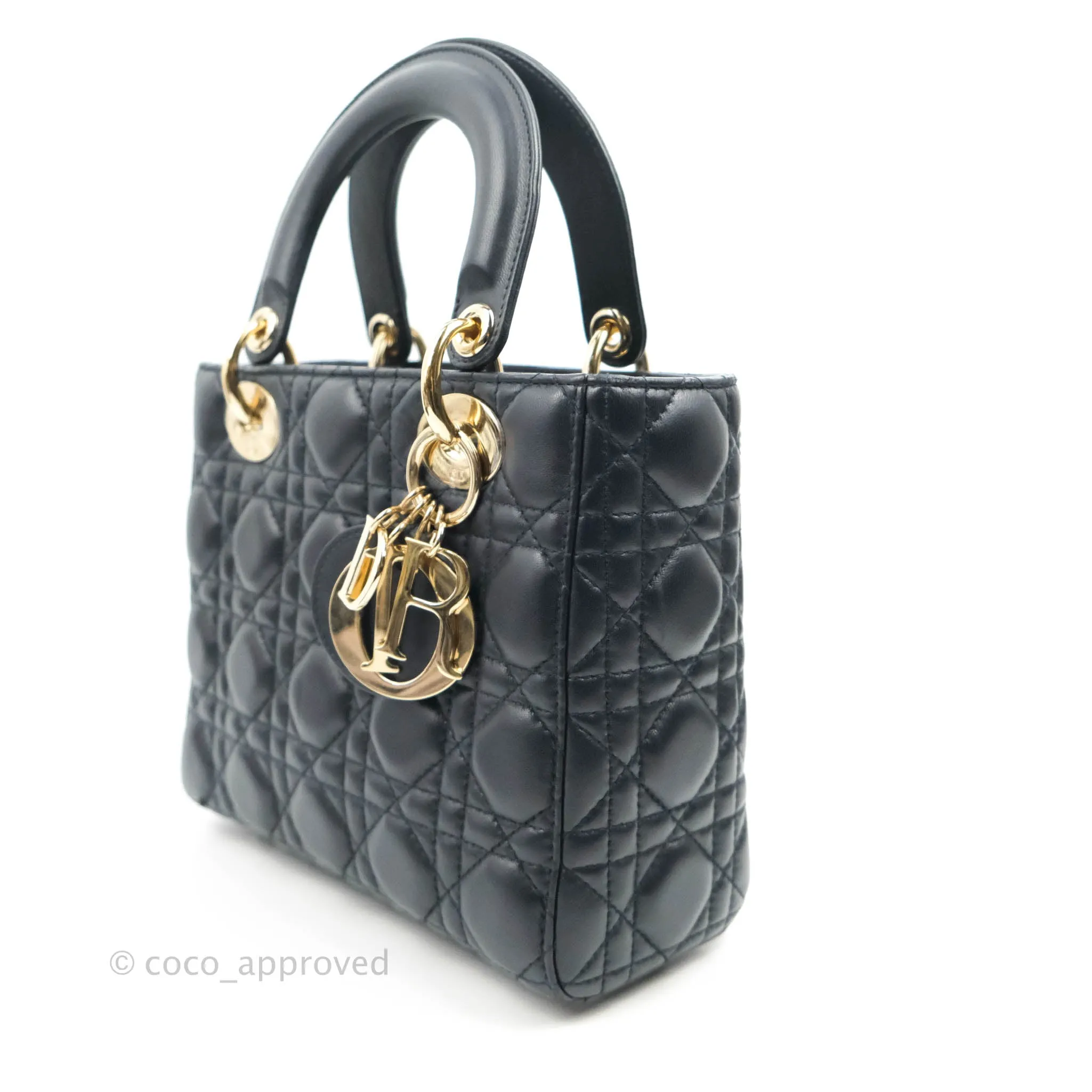Christian Dior My ABCDior Lady Dior Navy Lambskin Gold Hardware with Twilly