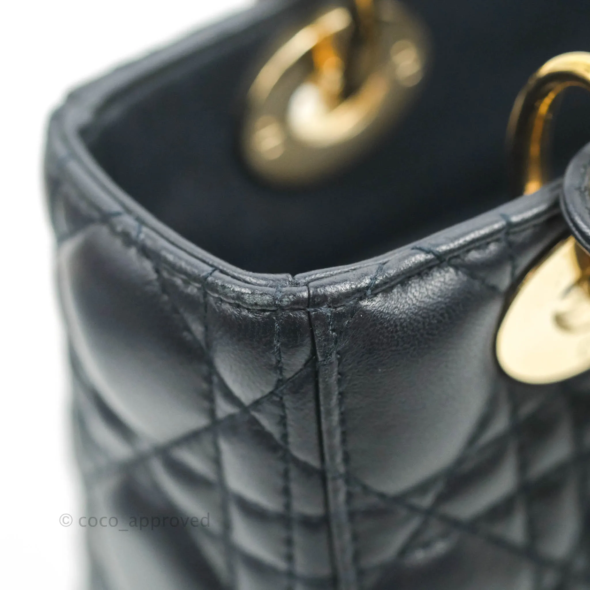 Christian Dior My ABCDior Lady Dior Navy Lambskin Gold Hardware with Twilly