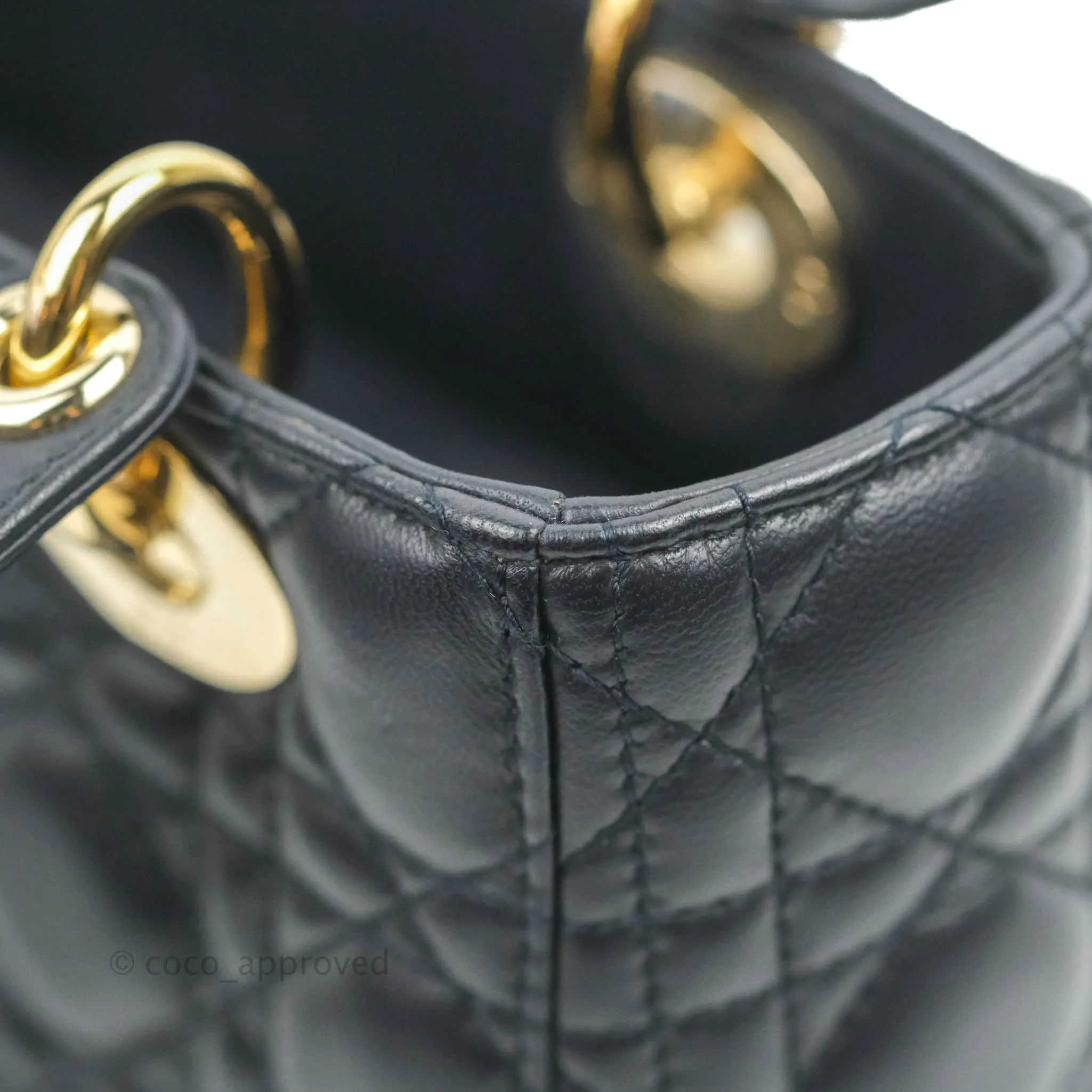 Christian Dior My ABCDior Lady Dior Navy Lambskin Gold Hardware with Twilly